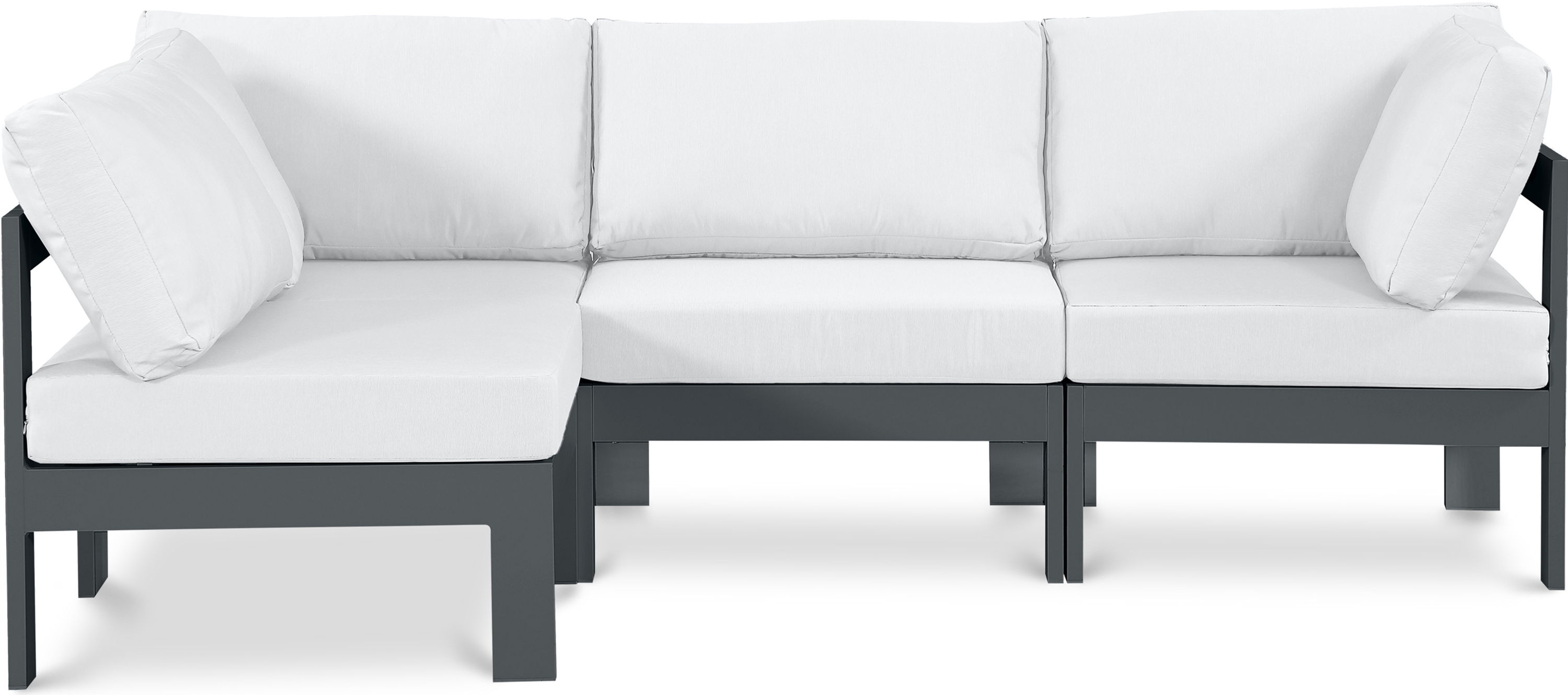 Nizuc - Outdoor Patio 4 Piece Modular Sectional With Gray Frame - White