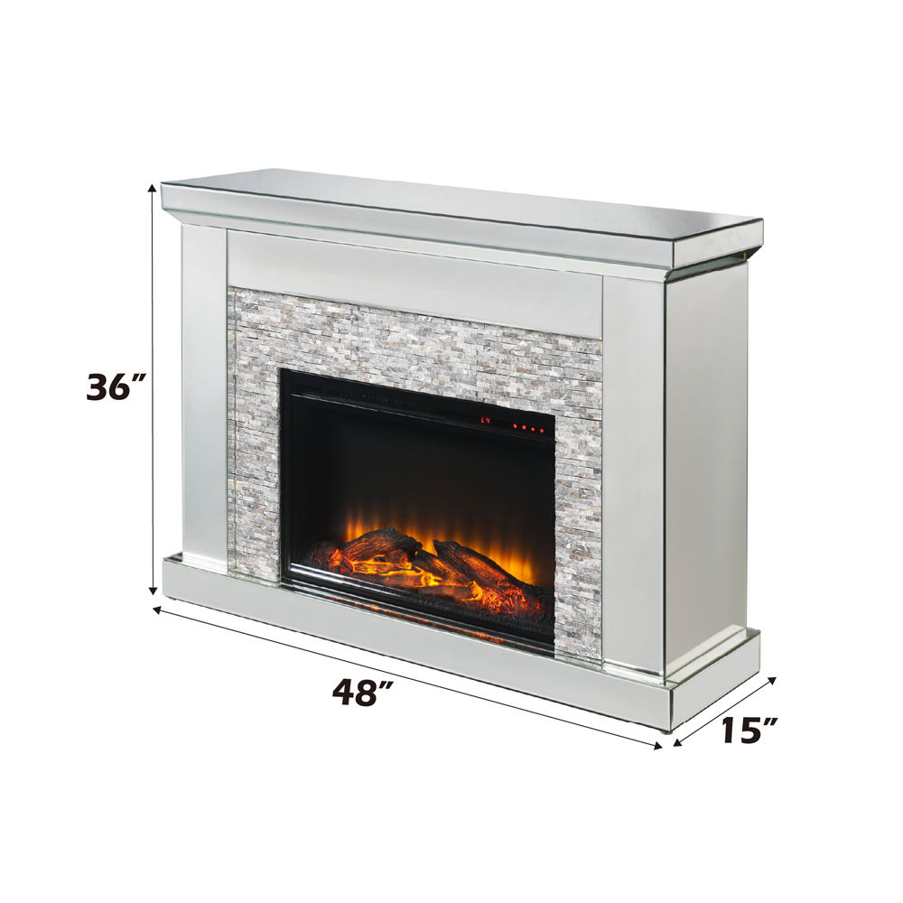 Laksha - Fireplace - Mirrored & Stone, silver, view 4