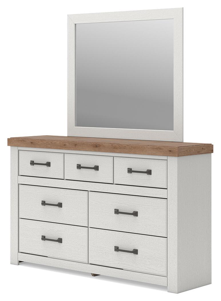 Ashley Furniture Savonport - Dresser And Mirror - White / Brown - Image 7