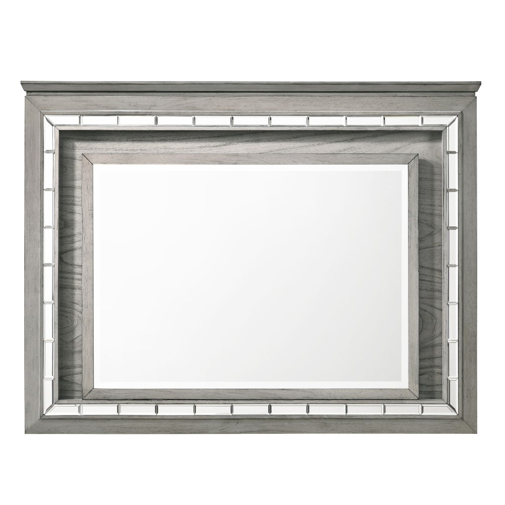 Antares - Mirror With LED - Light Gray Oak, gray, view 6