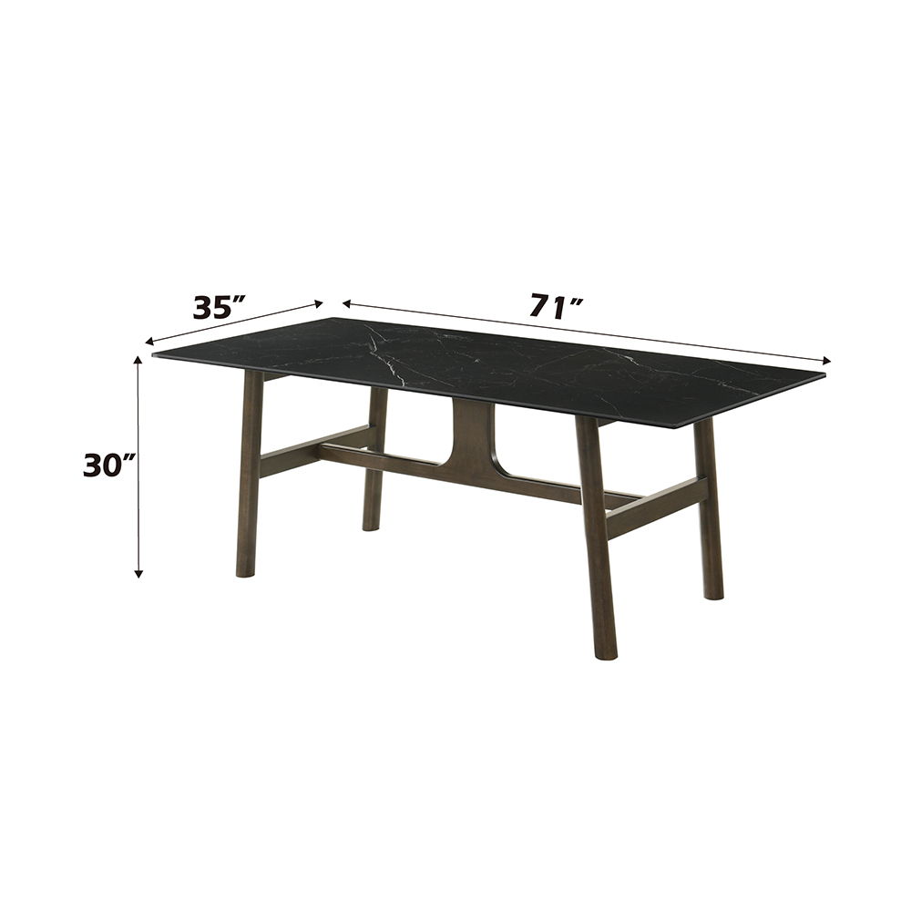 Destin - Dining Table - Sintered Stone & Walnut, black, view 4