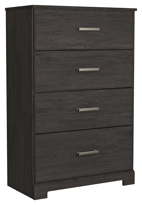 Belachime - Four Drawer Chest - Charcoal, dark gray