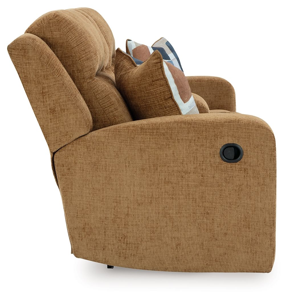 Ashley Furniture Kanlow - 2 Pc. - Reclining Sofa, Reclining Loveseat With Console - Honey - Image 9