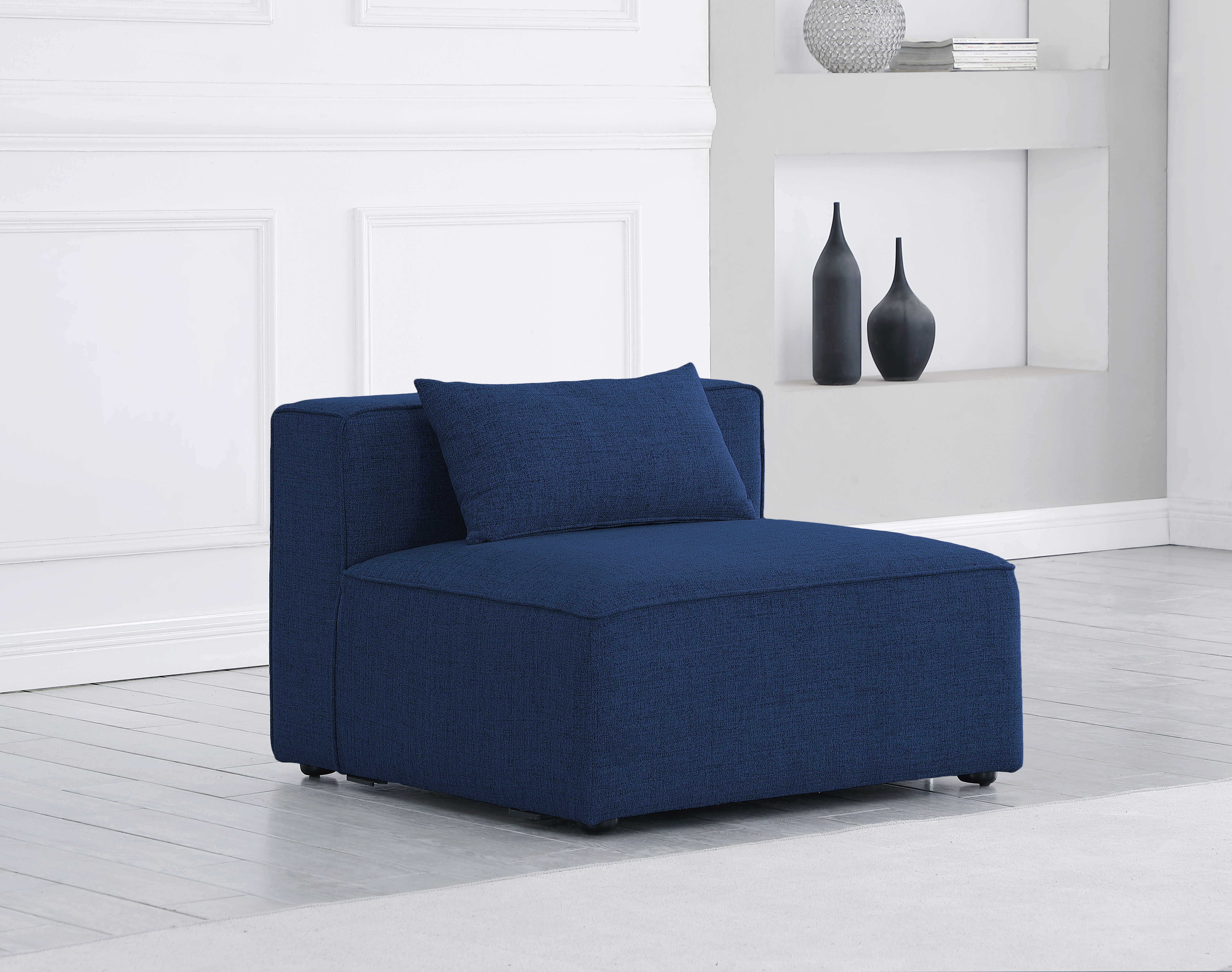 Cube - Linen Armless Chair - Navy