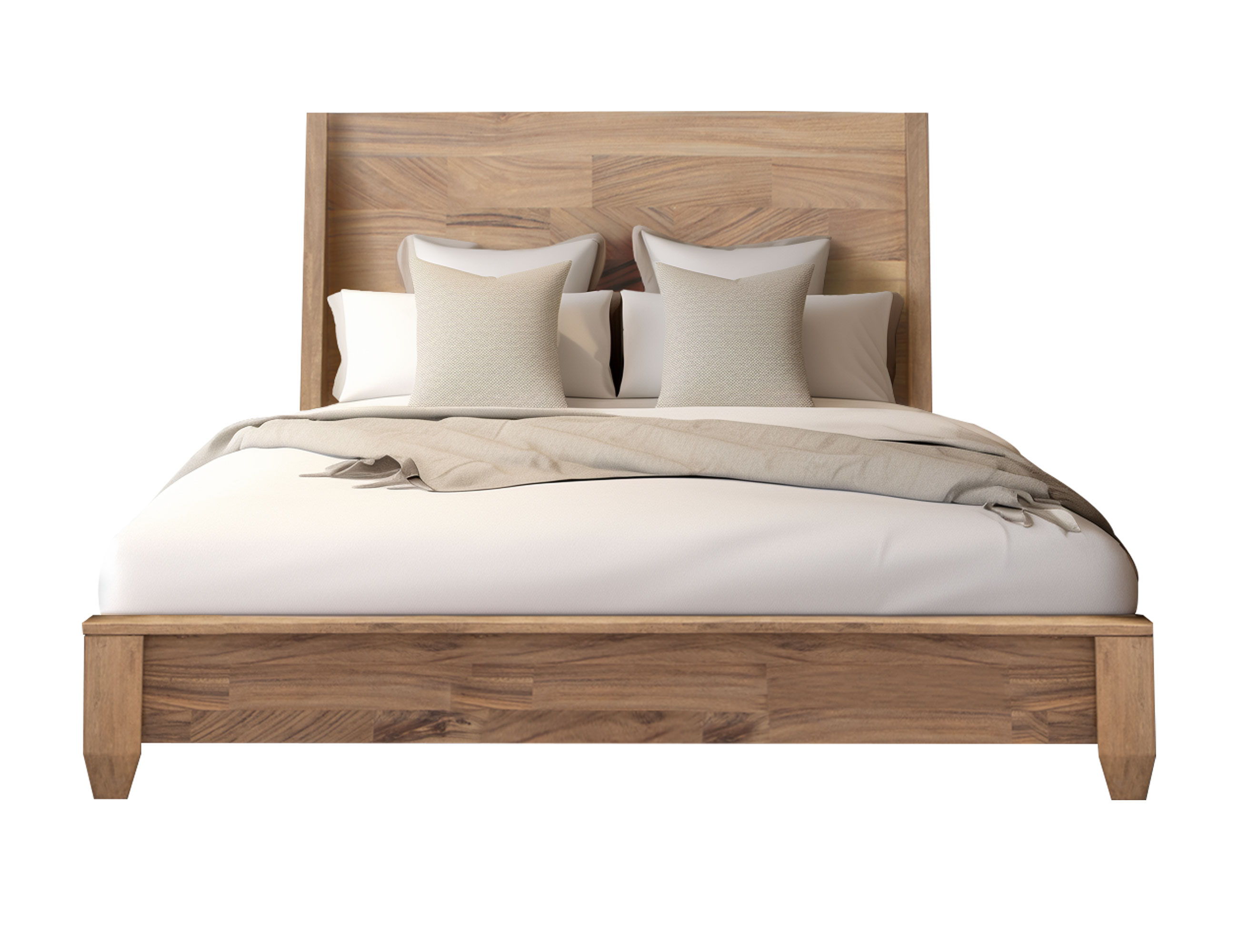International Furniture Direct Parota Nova - Queen Platform Bed - Brown Cappuccino/Natural Parota