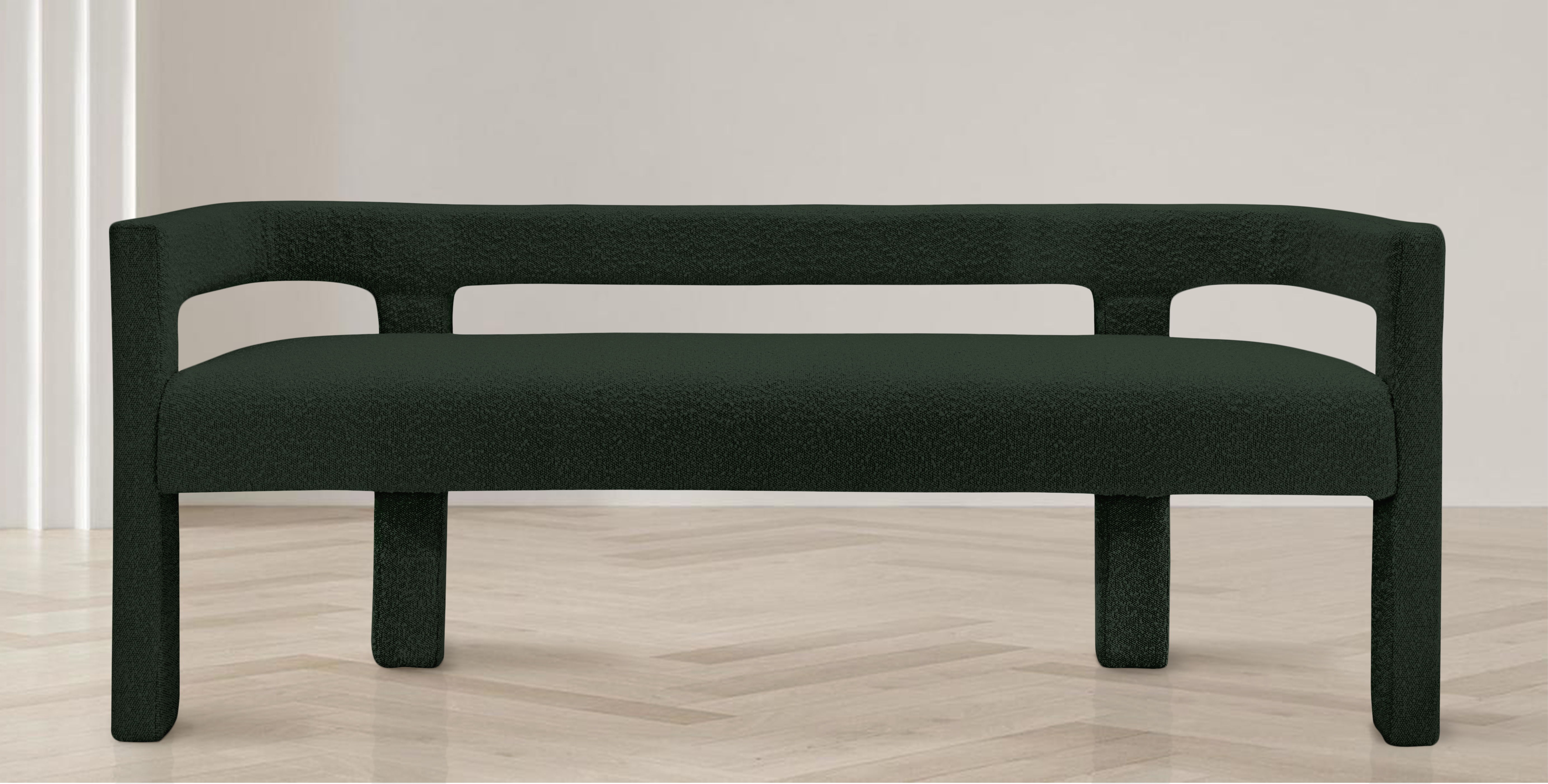 Athena - Boucle Fabric Bench - Green