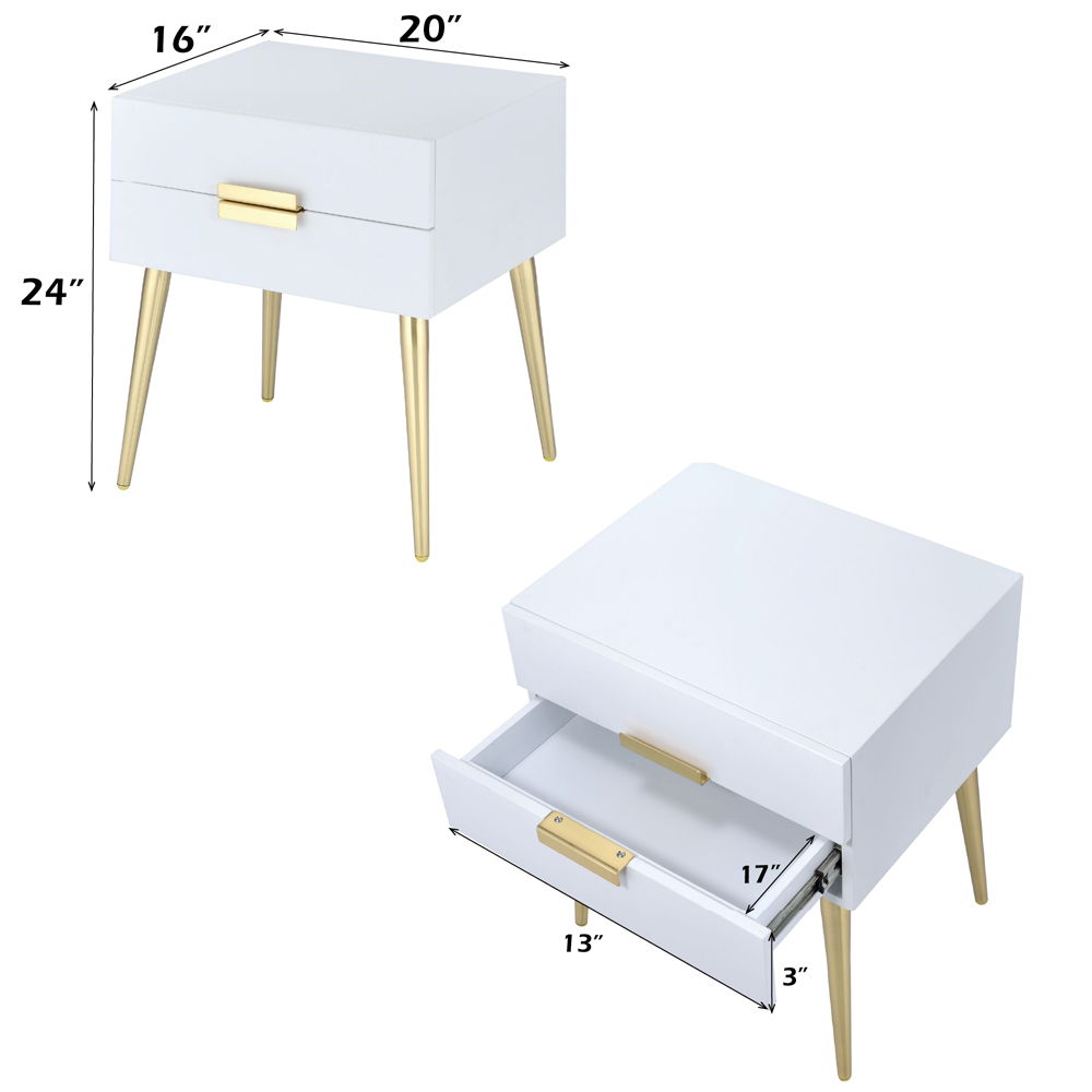 Denvor - End Table - White & Gold, white, view 6