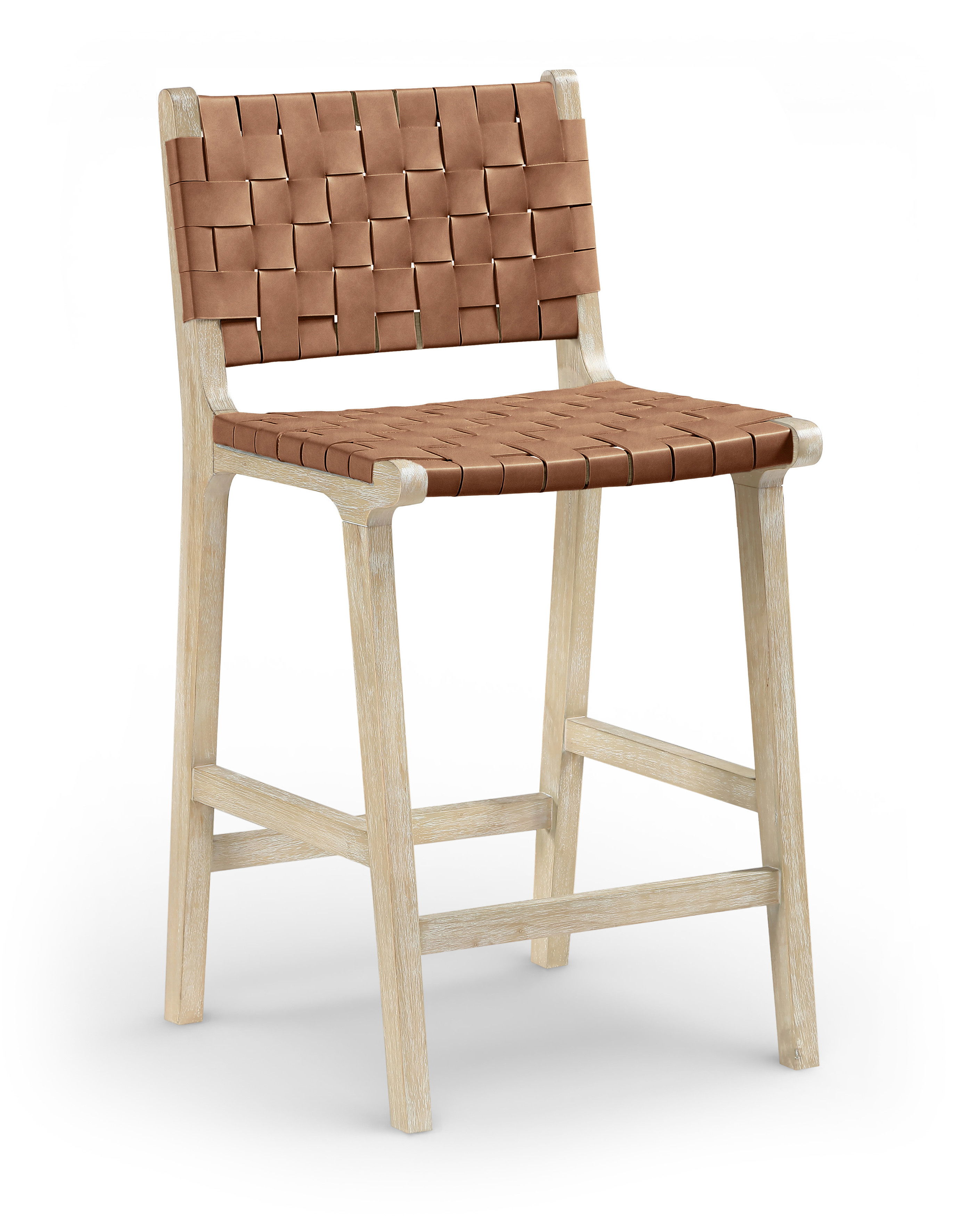 Entwine - Vegan Leather Upholstered Counter Stool - Brown / Painted Natural