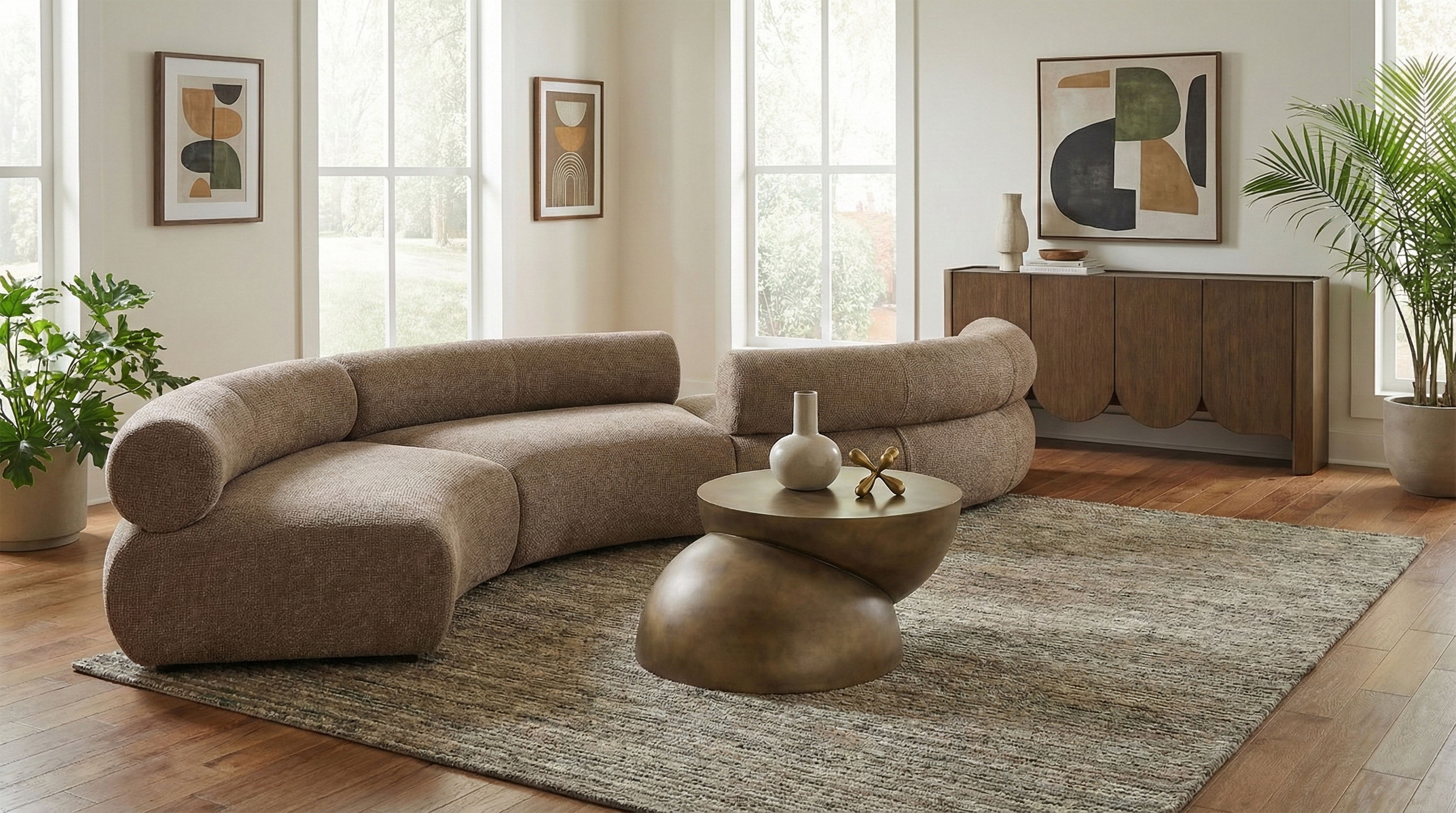 Bale - 202" Chenille Fabric Upholstered 4 Piece Modular Sectional - Brown
