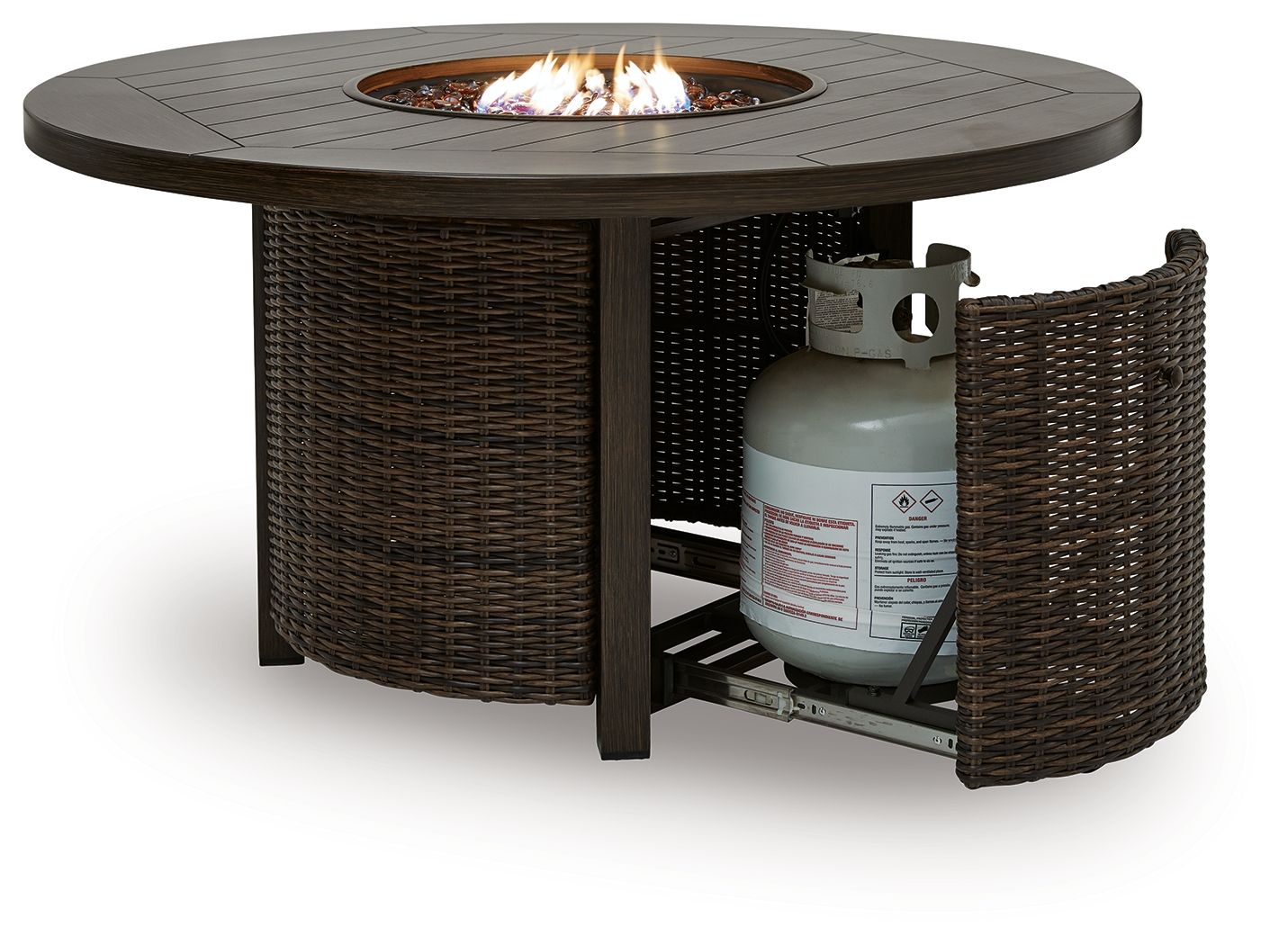 Ashley Furniture Monterey Point - Round Fire Pit Table - Dark Brown - Image 4