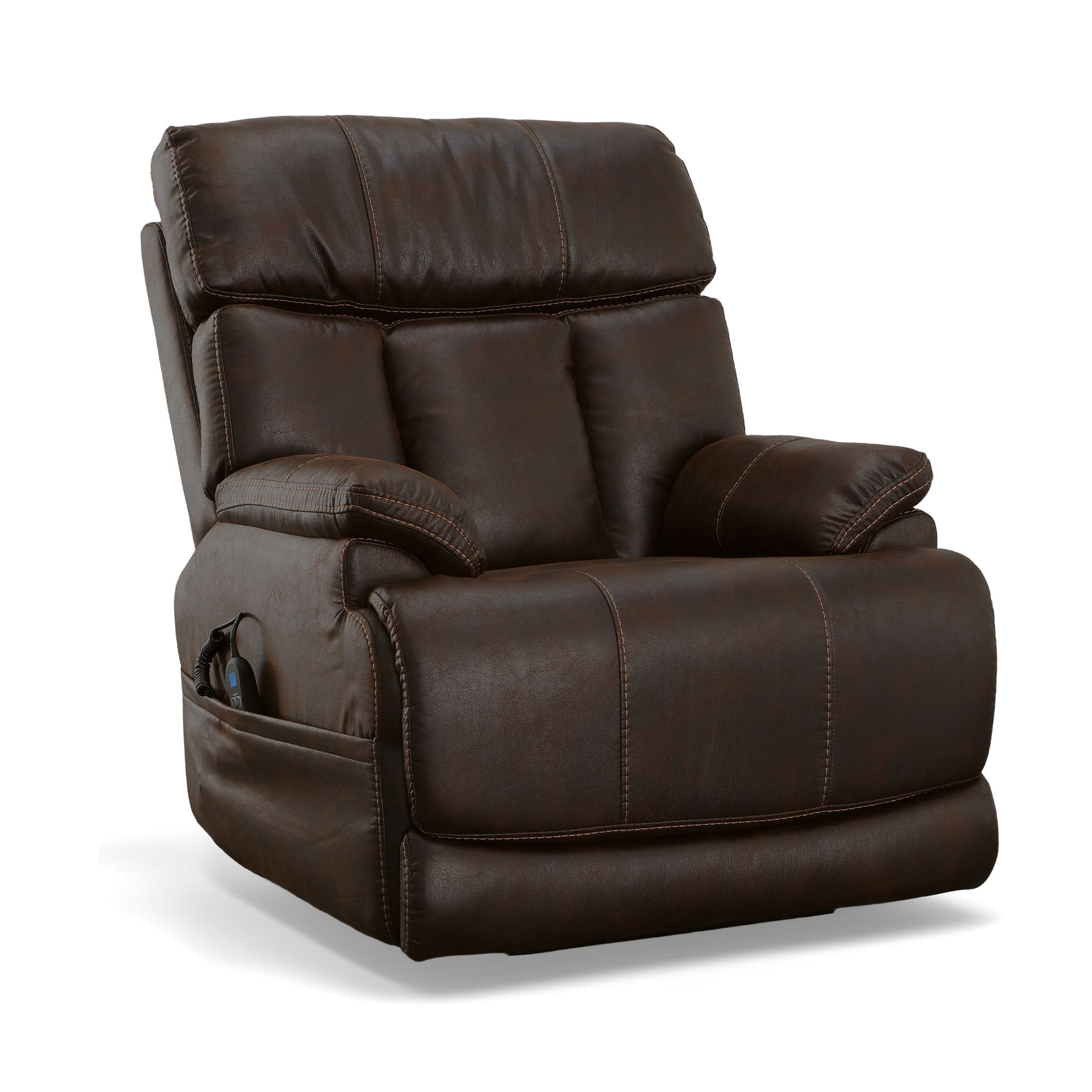 Clive - Power Recliner With Power Headrest & Lumbar - Clove, dark brown