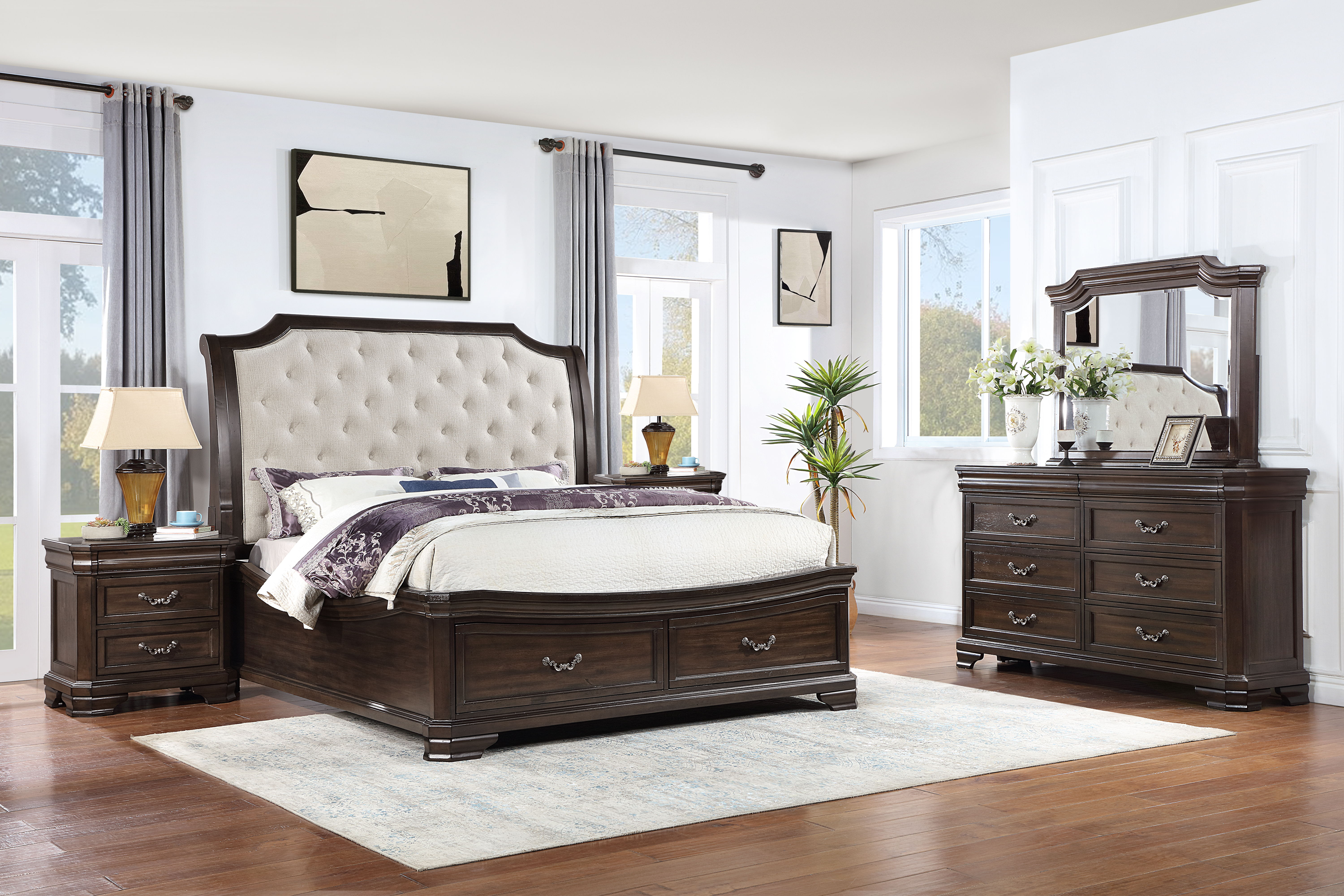 King · 5 Pc · Bed, Dresser, Mirror, 2 Nightstands