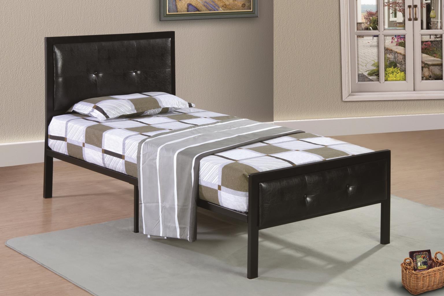 B630 - Queen Padded Metal Bed - Black