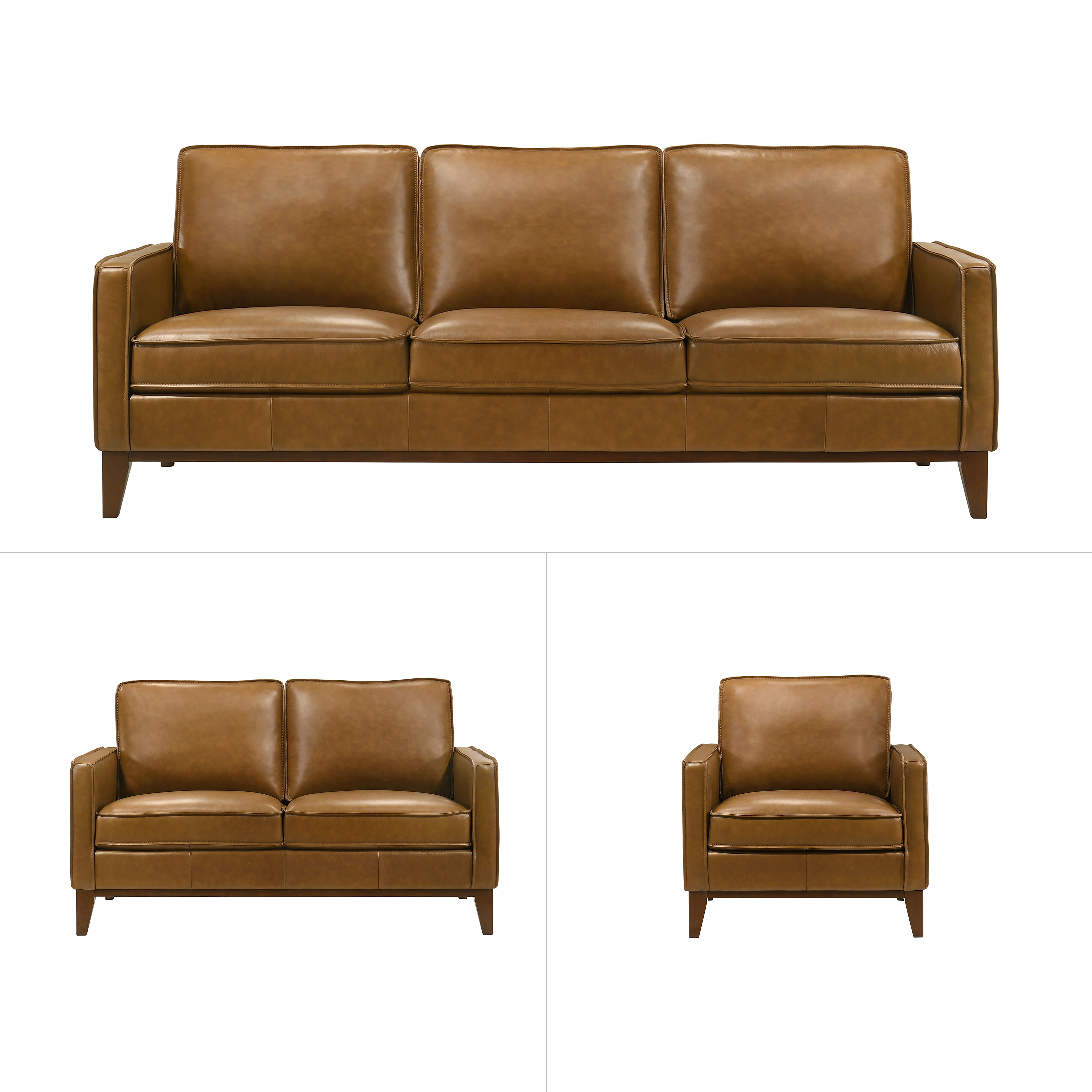 Caspar - 3 Piece Sofa & Loveseat & Chair - Caramel