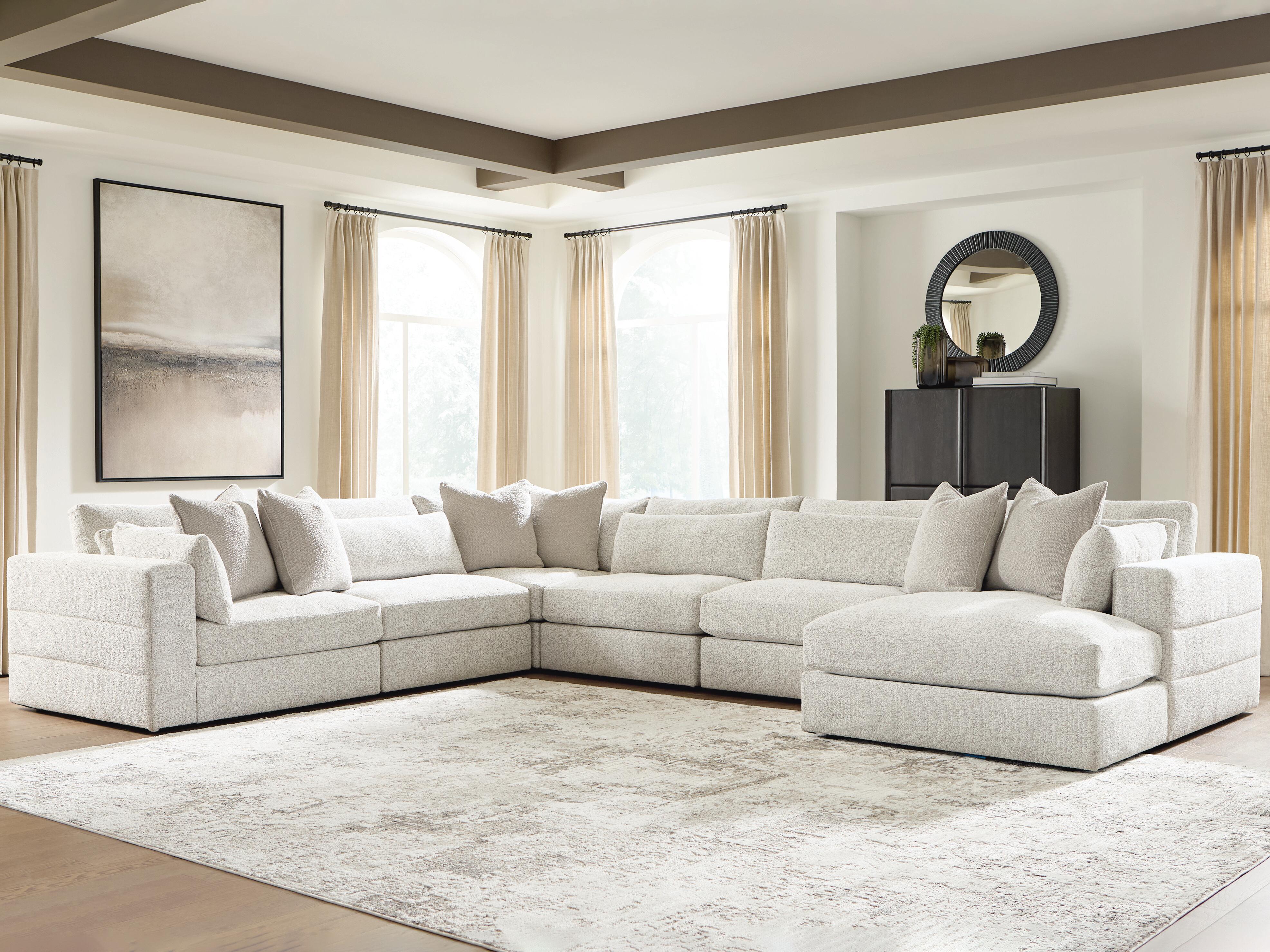 Ashley Furniture Ashbourne Estate - 6-Piece Sectional With RAF Corner Chaise - Snowstone - Image 3