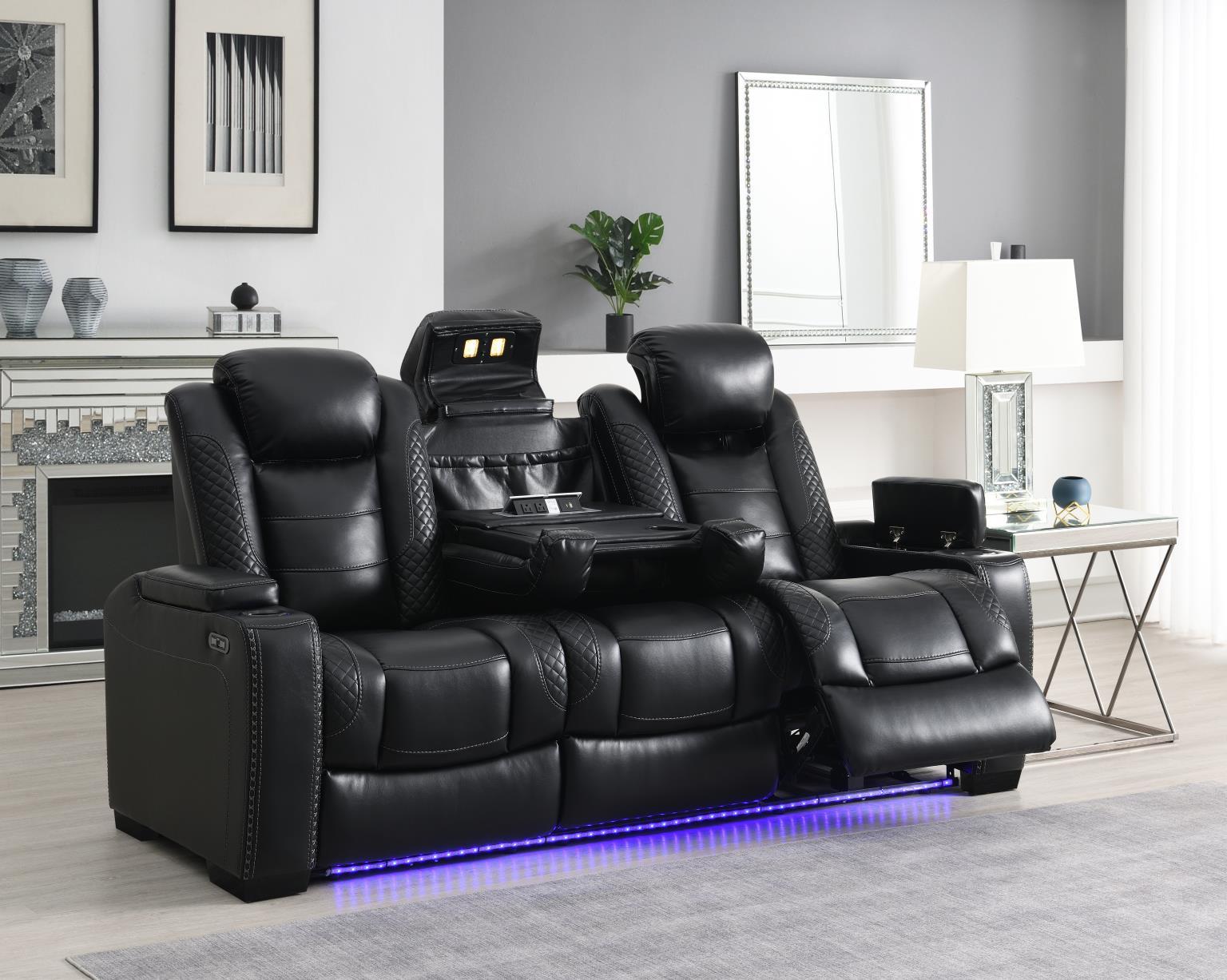 U92 - 3 Piece Living Room Set (Power Reclining Sofa & Power Reclining Loveseat, Power Reclining Chair) - Black