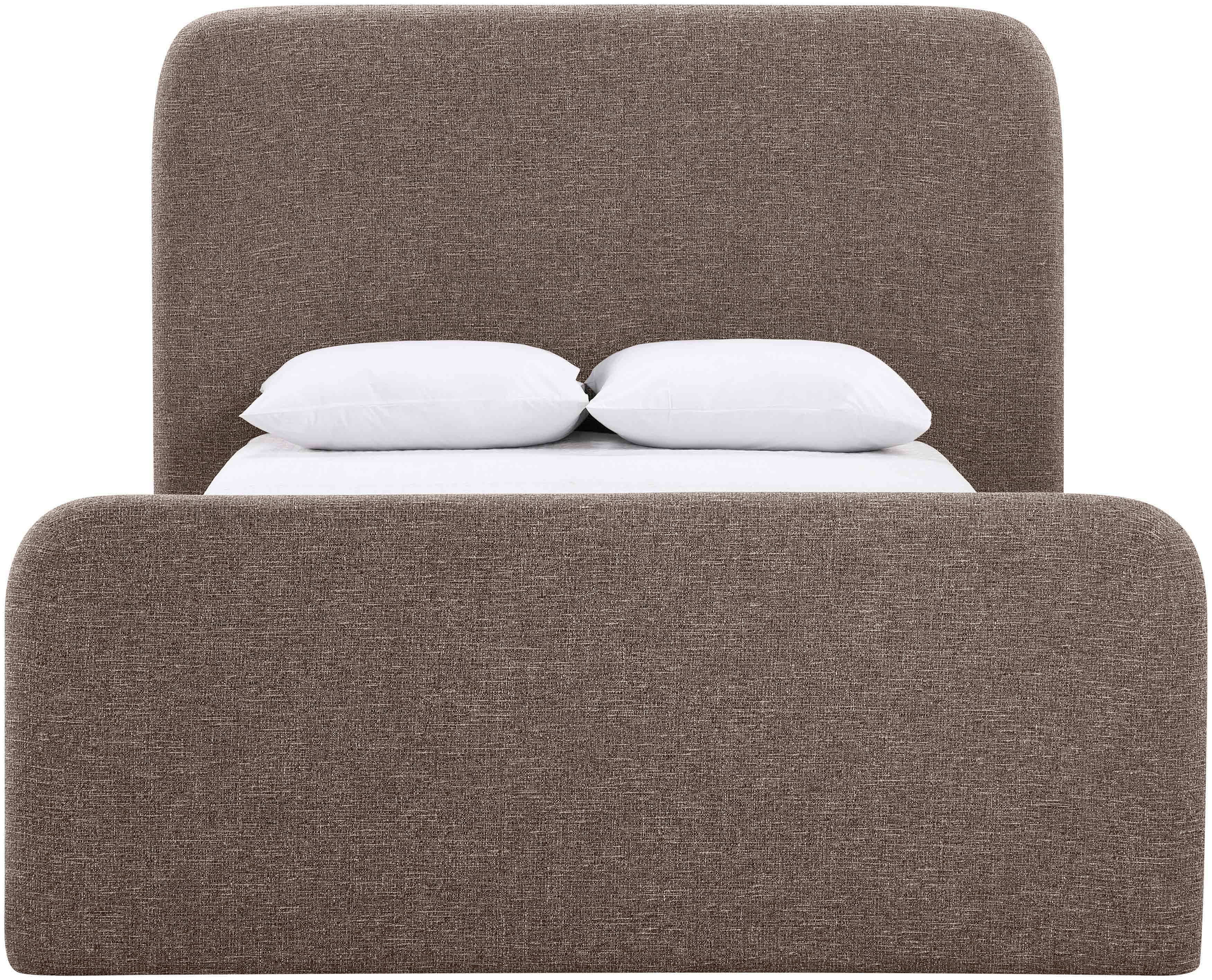 Fira - Linen Textured Fabric Upholstered Queen Bed - Brown