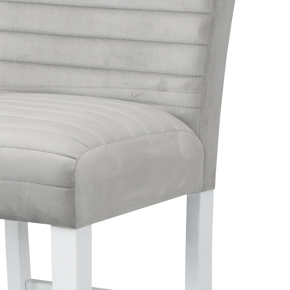 Elizaveta - Counter Height Chair (Set of 2) - Gray Velvet &White High Gloss, light gray, view 4