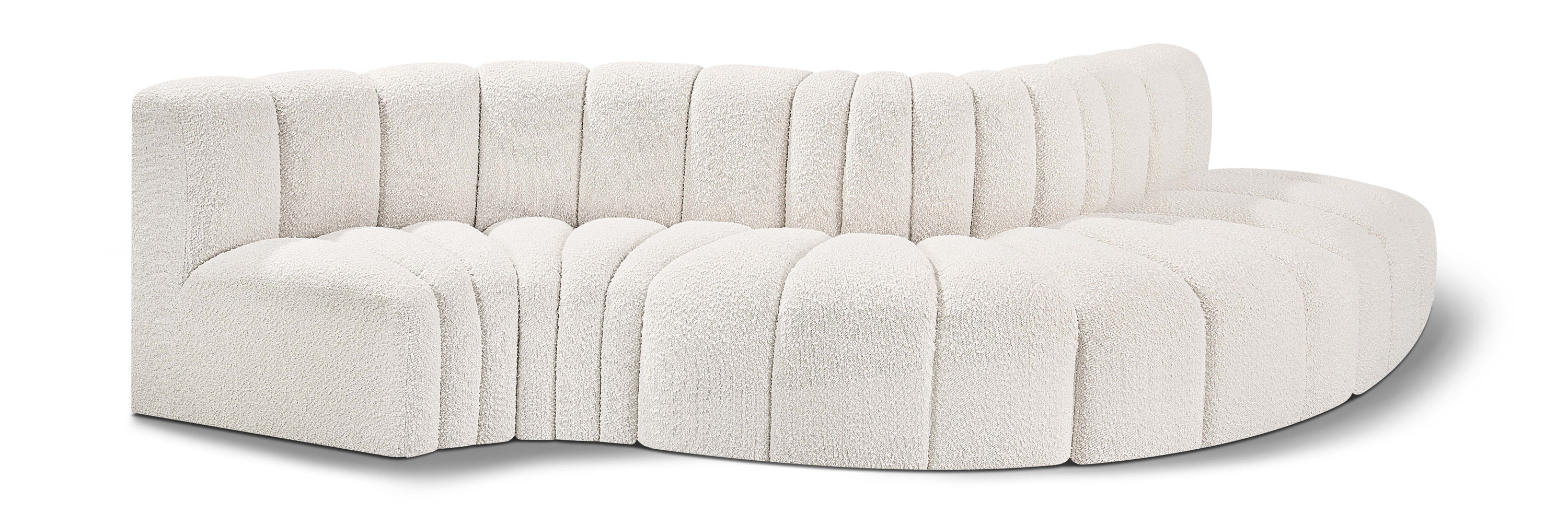 Arc - Boucle Fabric 5 Piece Modular Sofa - Cream