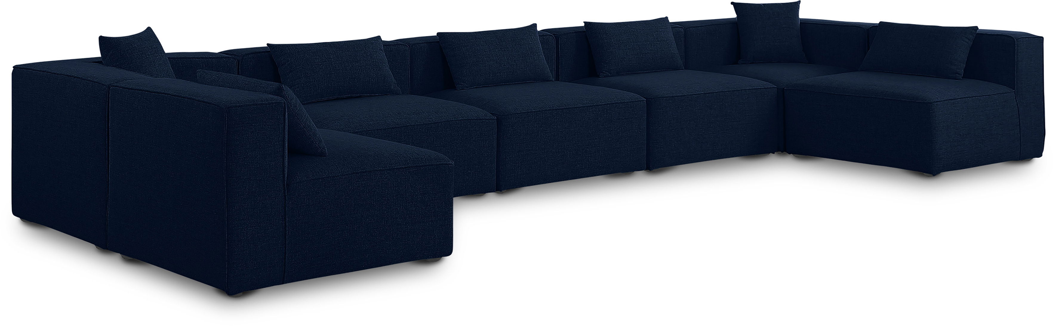 Cube - Linen 7 Piece Modular U-Shaped Sectional - Navy