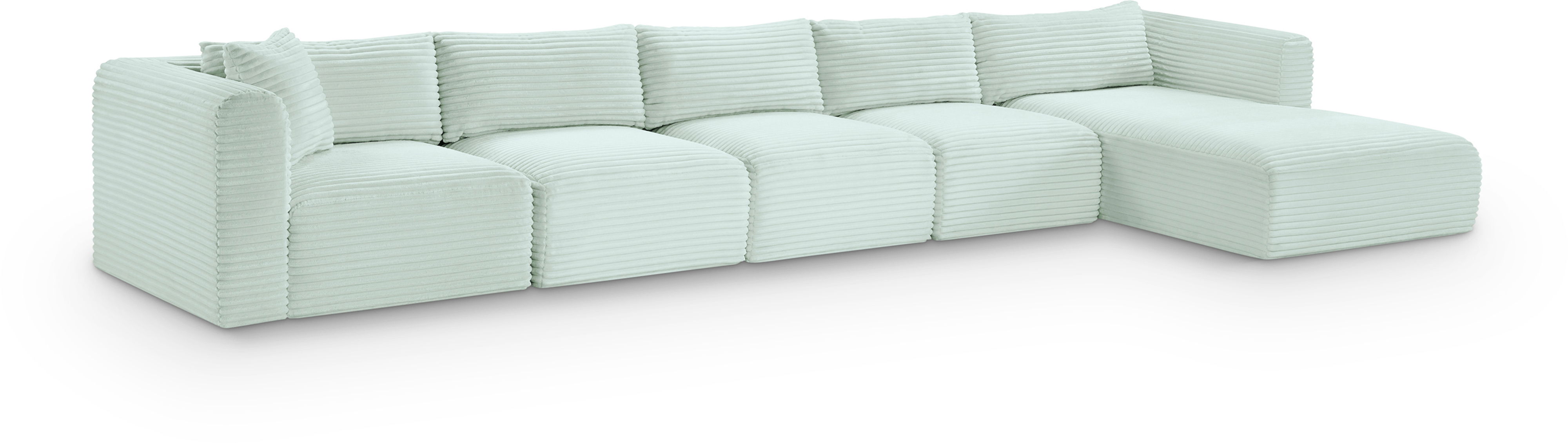 Shaggy - 5 Piece Modular Sectional With Chaise - Mint