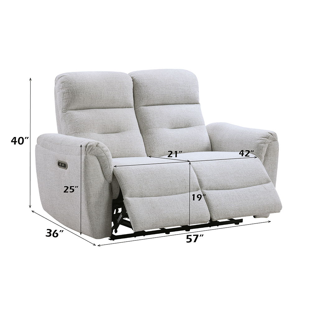 Eastre - Power Motion Loveseat With USB Port - Beige Chenille, beige, view 6