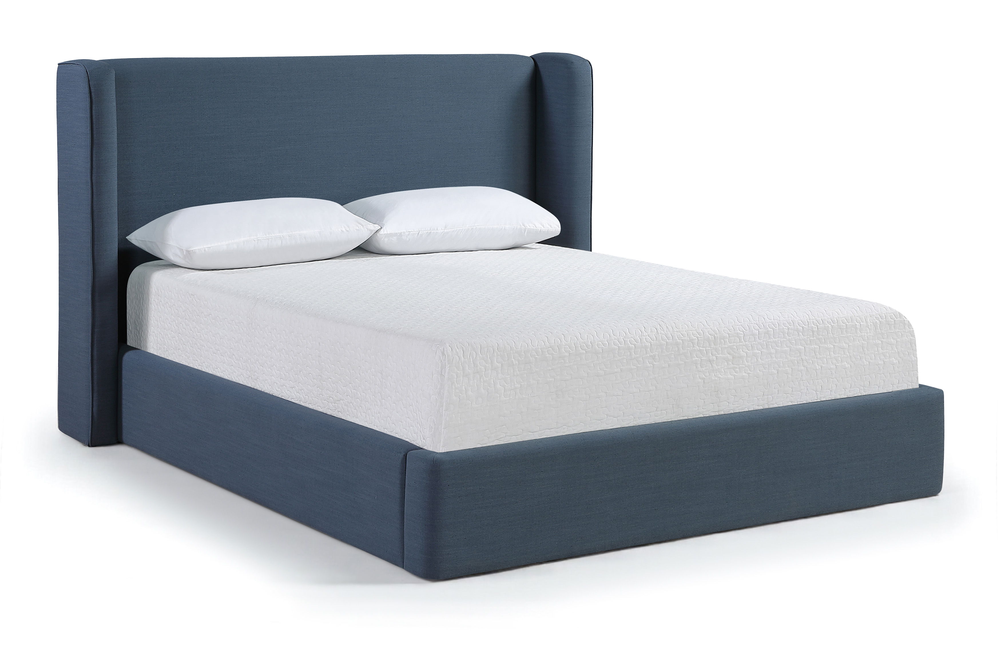 Kendall - Linen Textured Fabric Upholstered Queen Bed - Navy