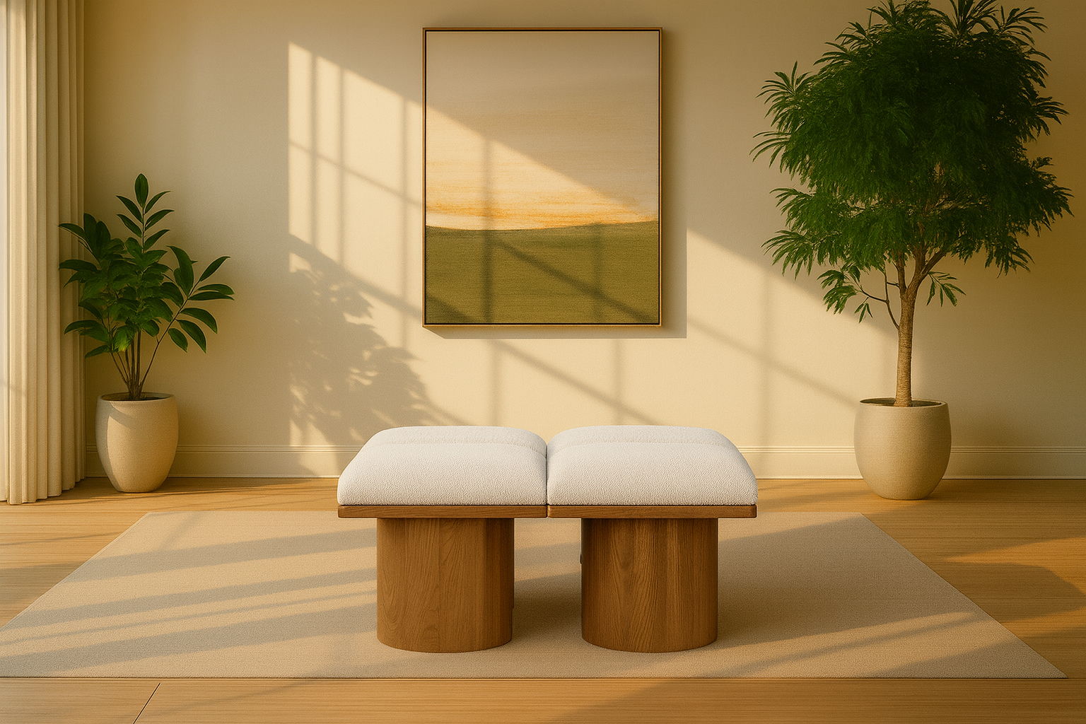 Pavilion - 36" 4 Piece Modular Bench With Brown Base - Cream
