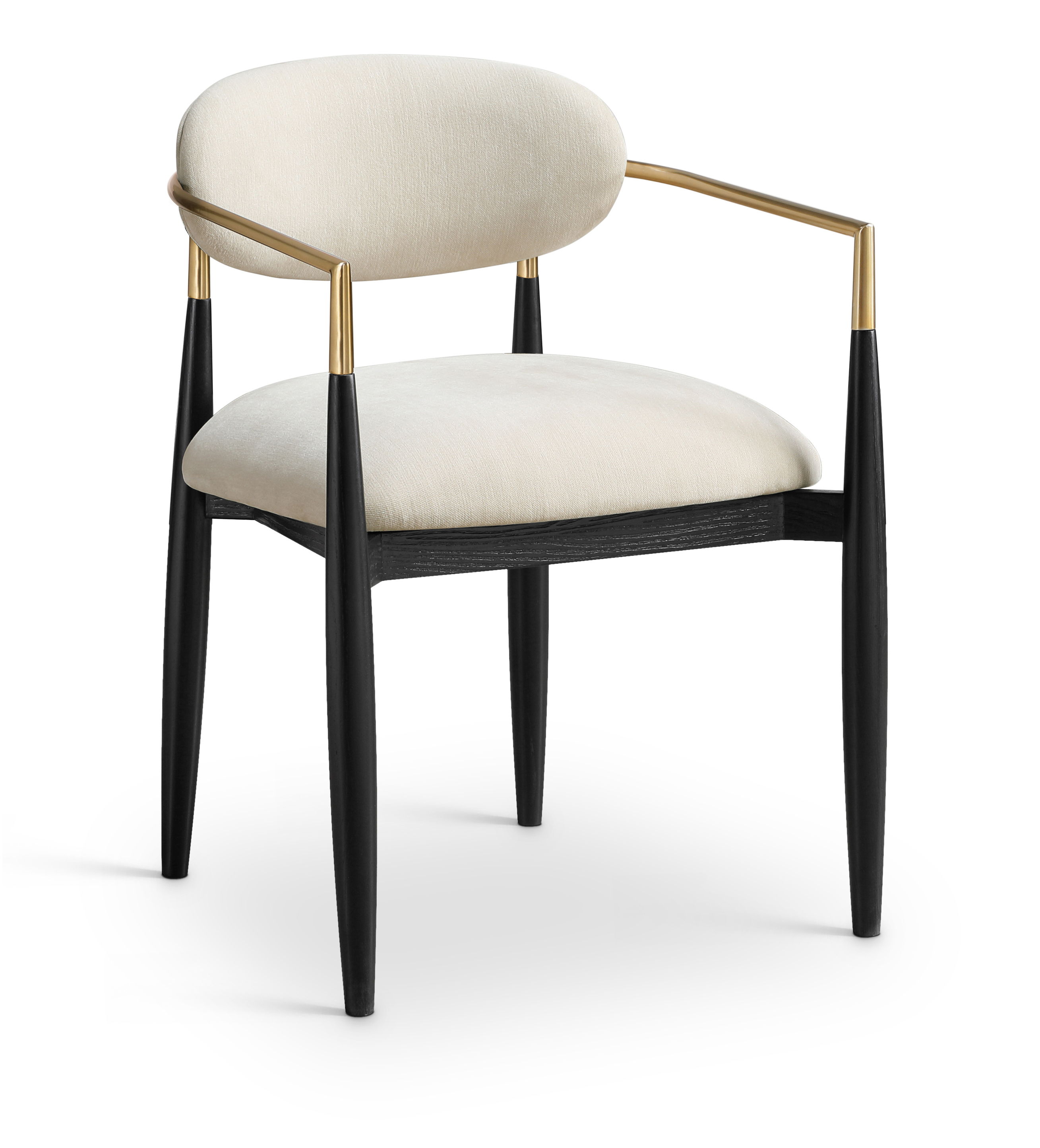 Riccio - Performance Fabric Upholstered Dining Arm Chair (Set of 2) With Black Legs - Cream