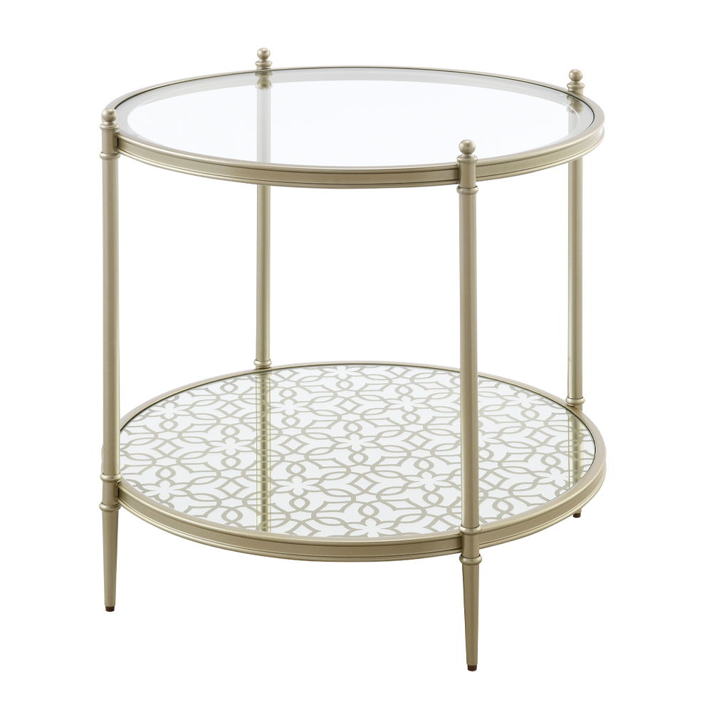 Zaba - End Table - Glass Top & Champagne, silver, view 2