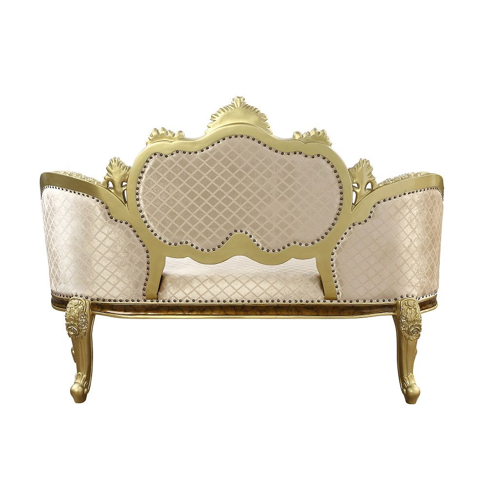 Desiderius - Bench - Beige Fabric, Antique Gold & Hand Paint Brown, white, view 4