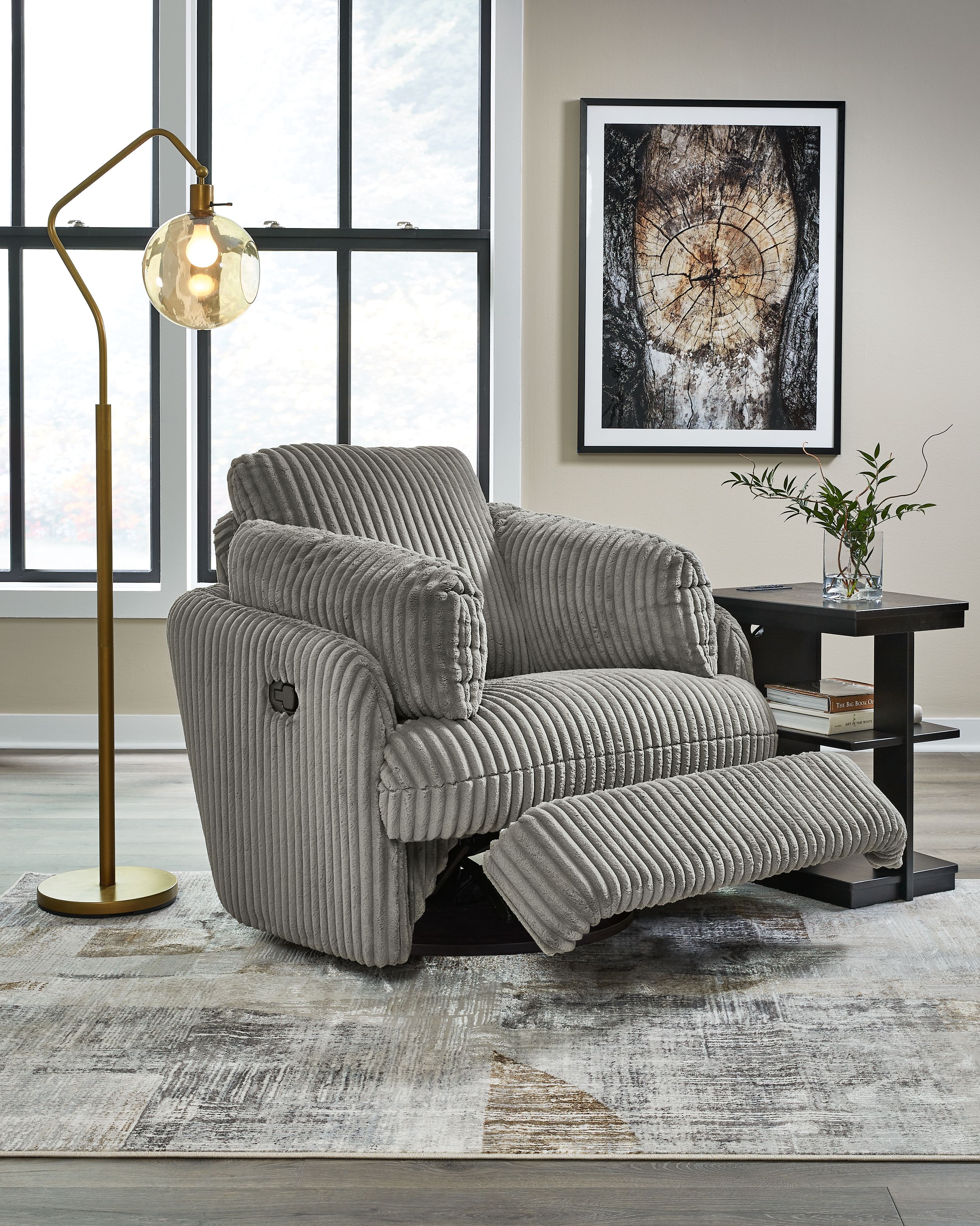 Ashley Furniture Tie-Breaker - Swivel Glider Recliner - Fog - Image 9