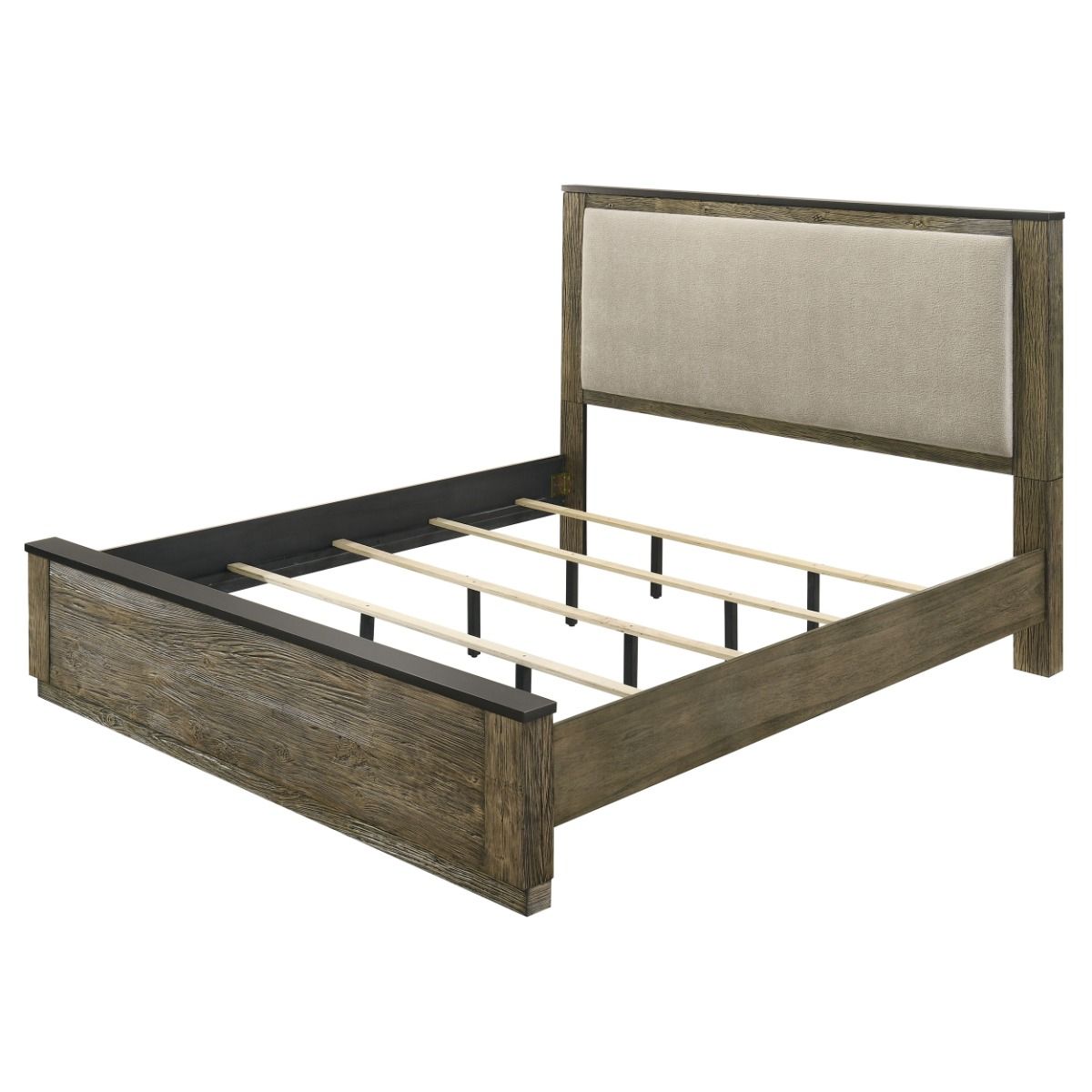 Lance - Queen Bed - Beige / Tree Bark, beige