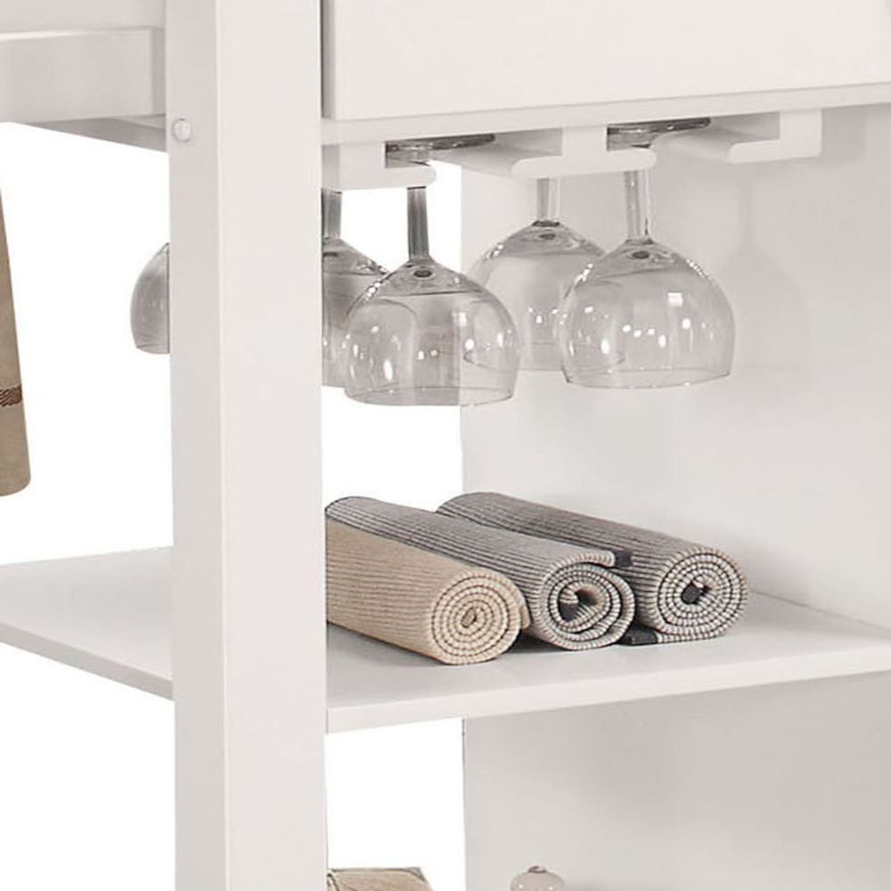 Ottawa - Kitchen Cart - Black Wooden Top & White, white, view 6