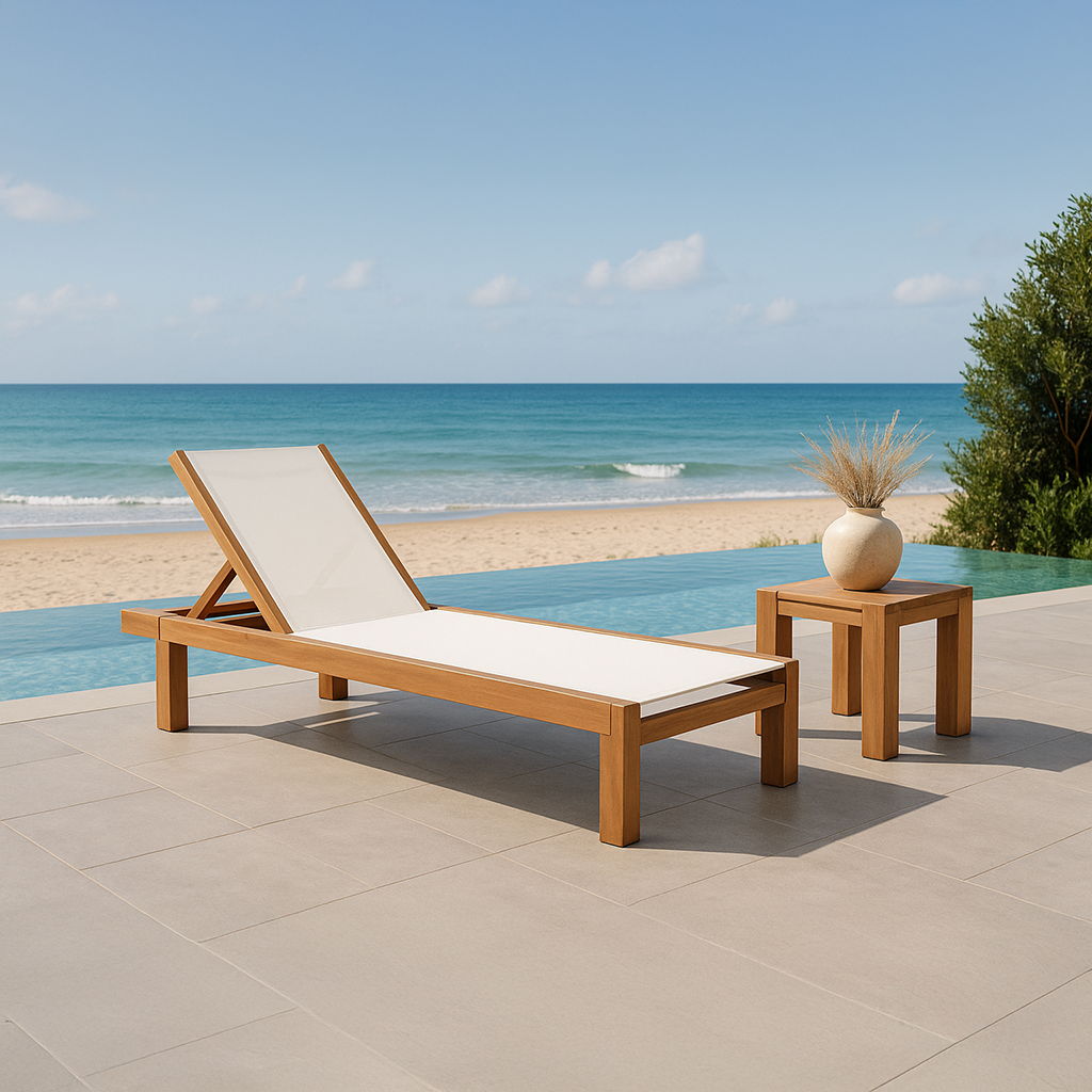 Tulum - Water Resistant Outdoor Patio Lounger - Off White