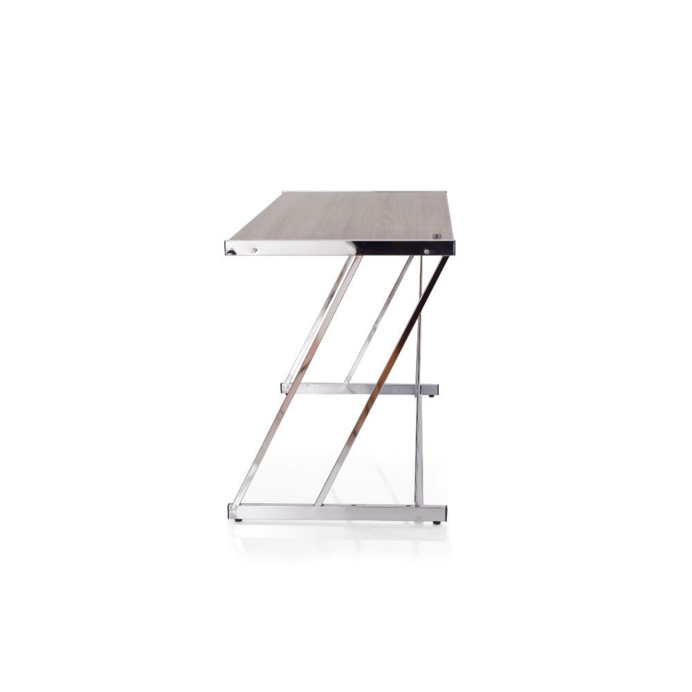 Finis - Writing Desk With USB - Weathered Oak & Chrome, silver, view 8