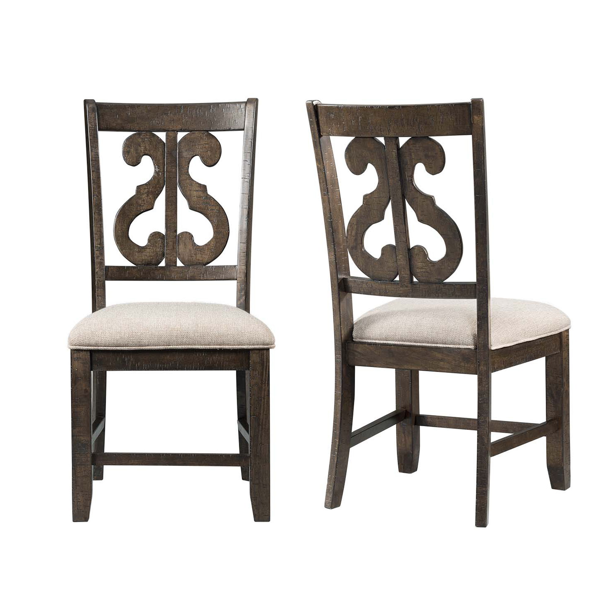 Wooden Swirl Back Side Chair (Set of 2)