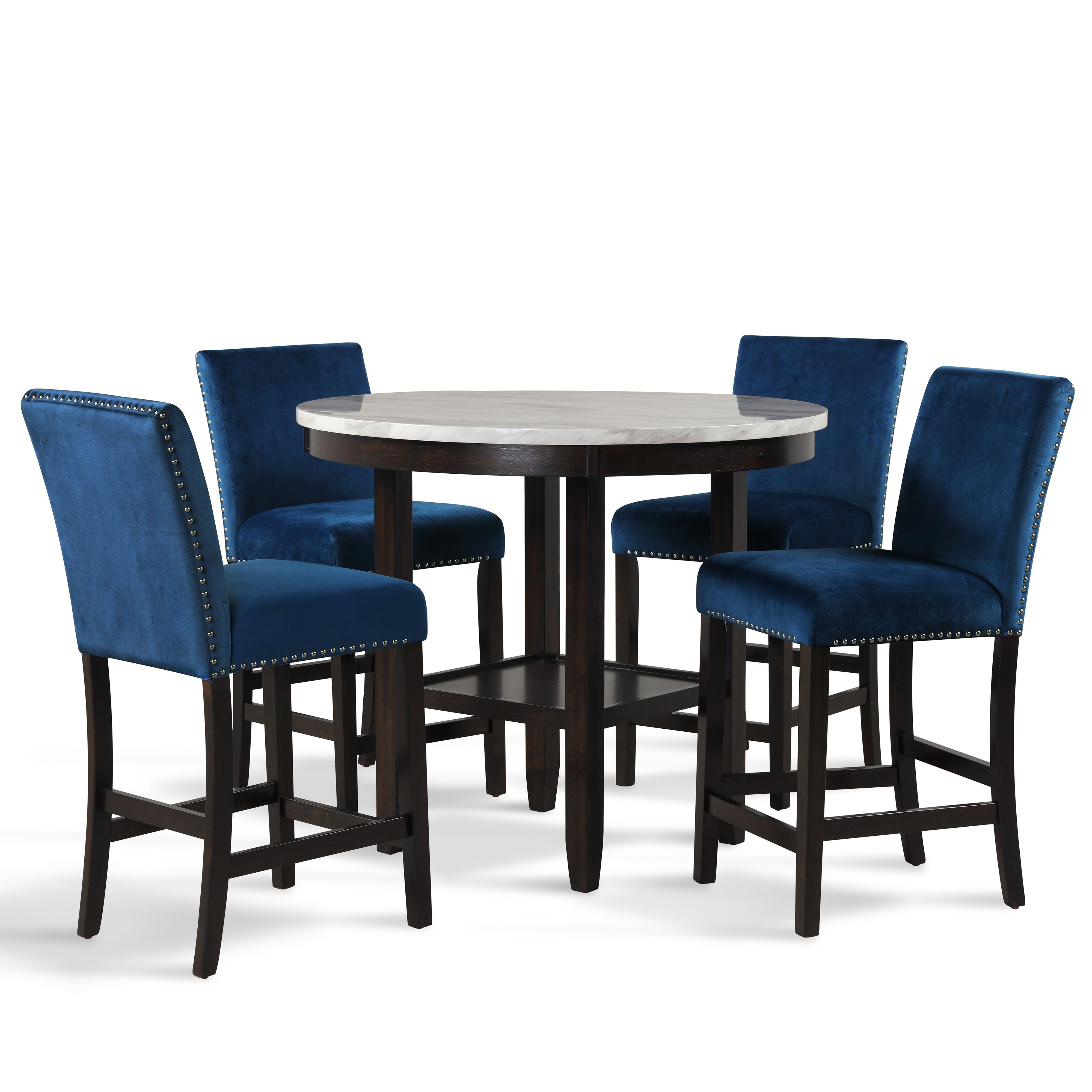 Celeste - Round Counter Table & 4 Chairs - Blue
