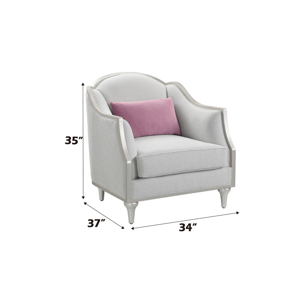 Kasa - Chair With Pillow - Beige Linen & Champagne, beige, view 6