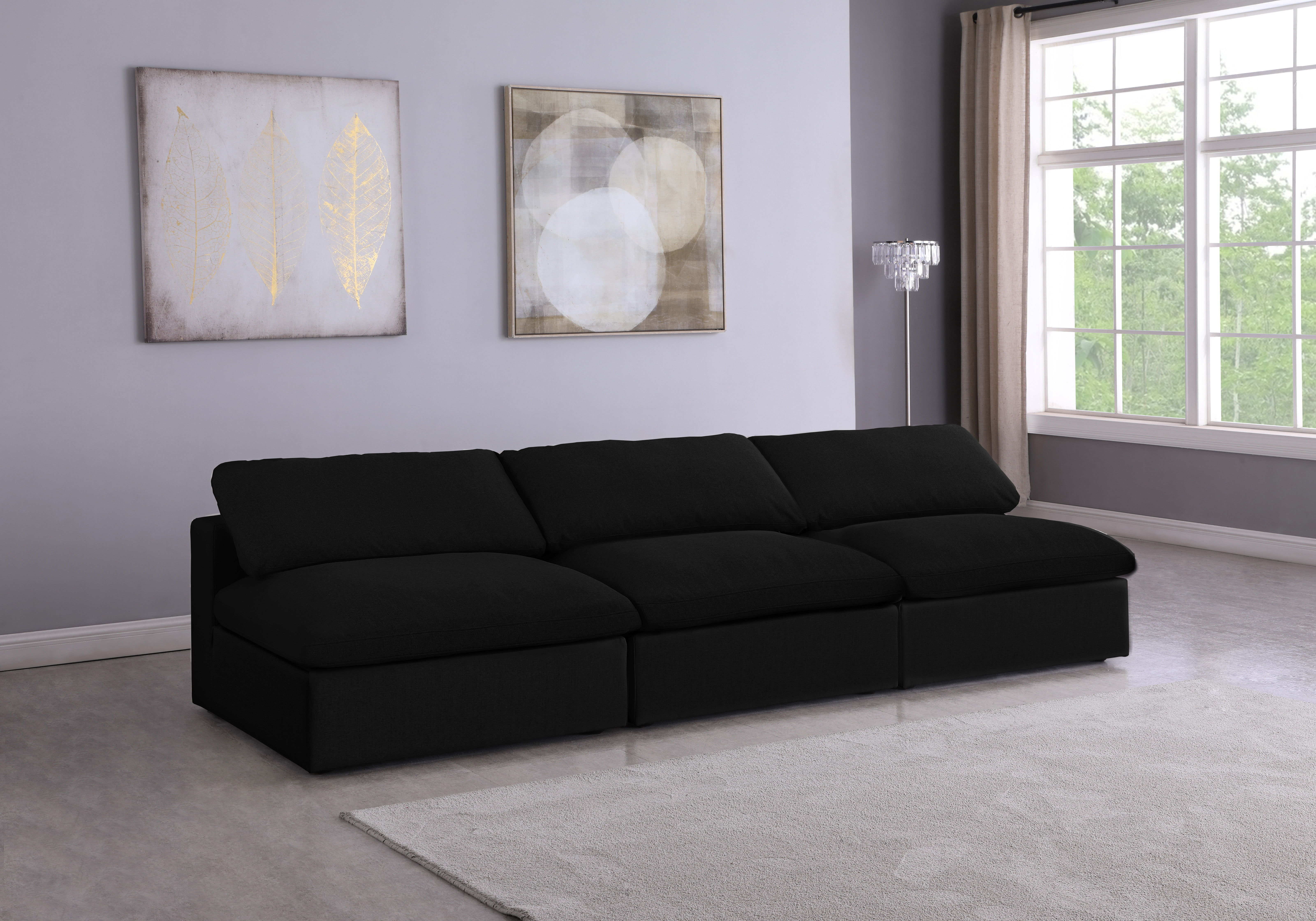 Serene - 3 Piece Modular Armless Sofa - Black