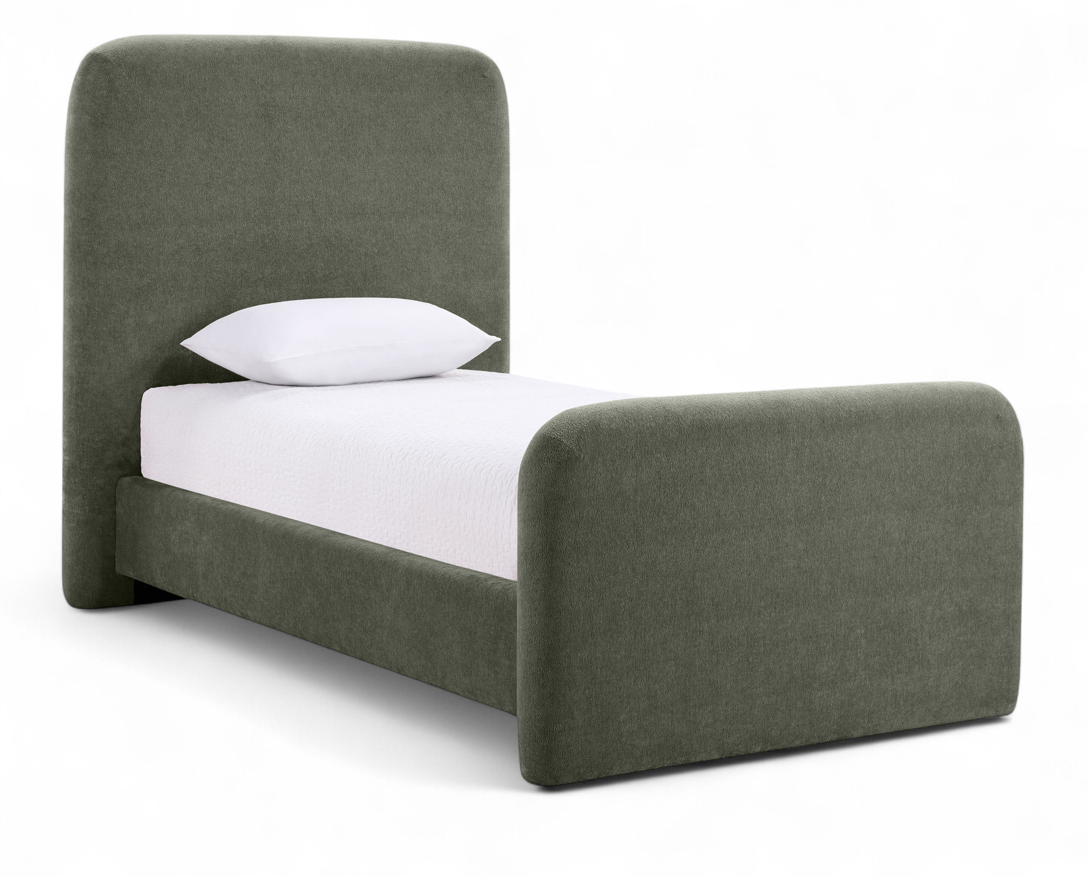 Fira - Chenille Fabric Upholstered Twin Bed - Green