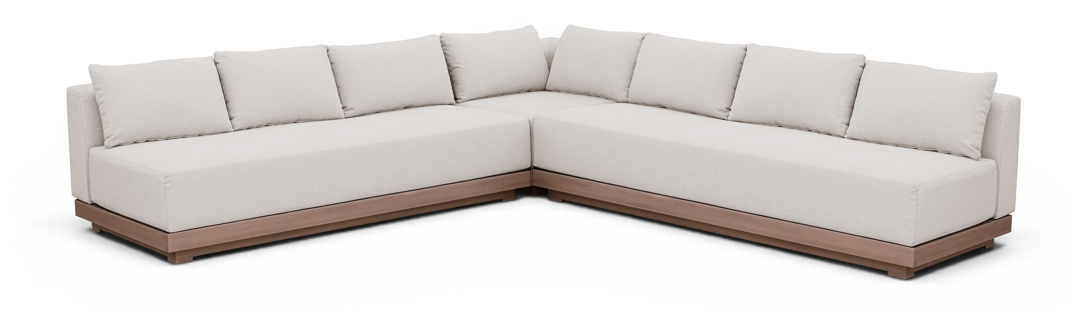 Solace - Olefin Performance Fabric 3 Piece Outdoor Patio Modular Sectional (2 Sofas & Corner Chair)- Cream