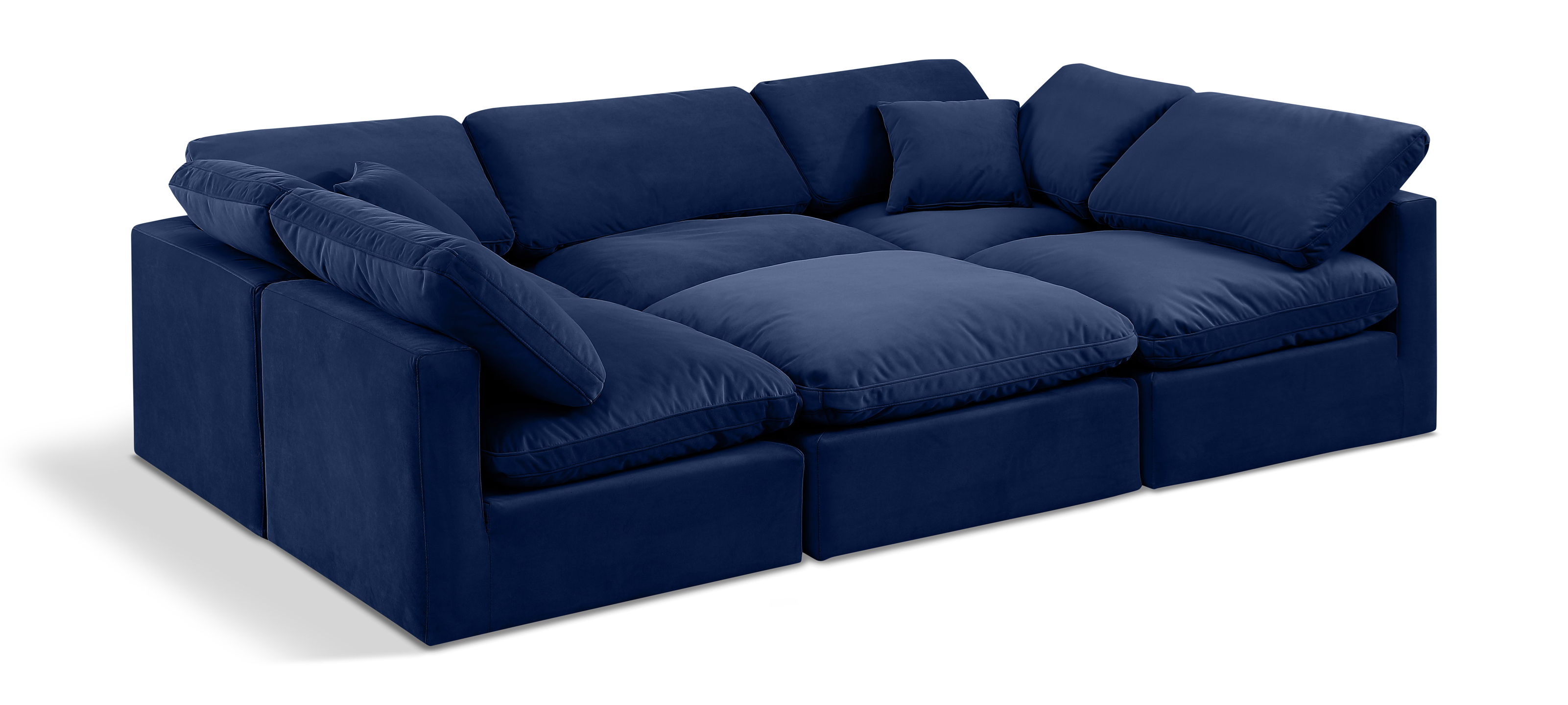 Indulge - Velvet 6 Piece Modular Sectional - Blue
