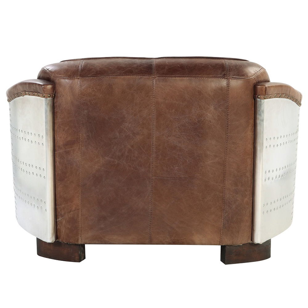 Brancaster - Loveseat - Retro Brown Top Grain Leather & Aluminum, light brown, view 5
