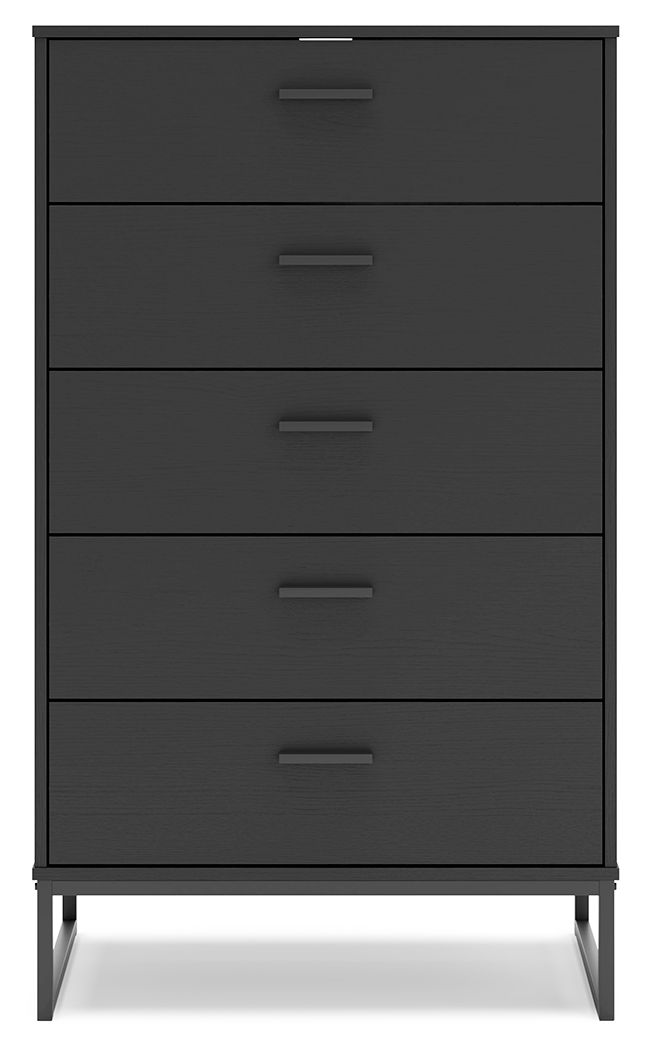 Socalle - Five Drawer Chest - Black, black, view 6