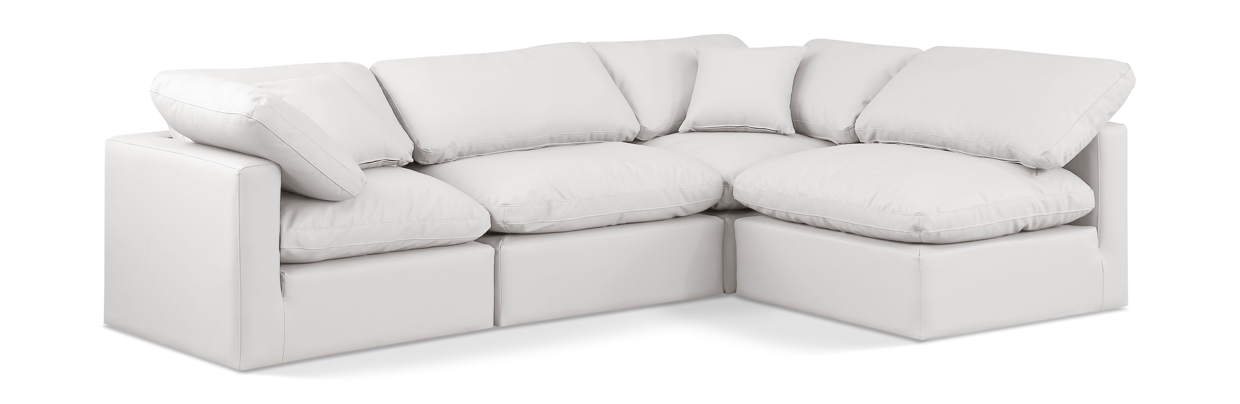 Indulge - Faux Leather 4 Piece Modular Sectional - Cream