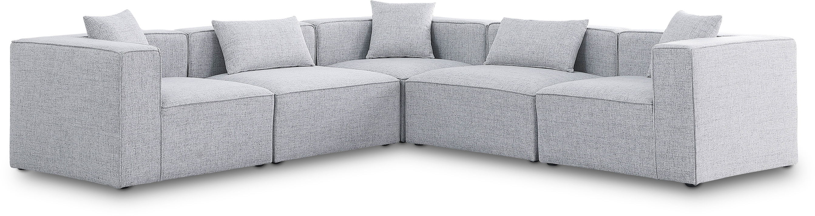 Cube - Linen 5 Piece Modular Corner Sectional - Gray
