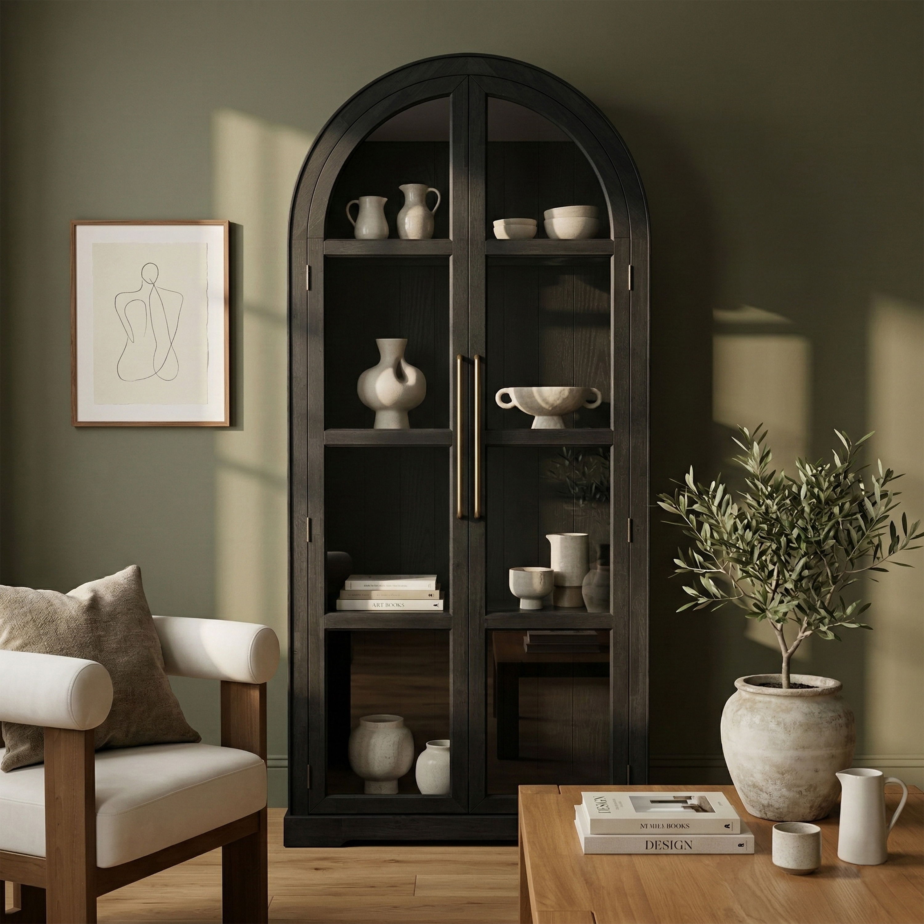Corva - Solid Wood, Oak Veneer And Stainless Steel Storage Cabinet - Black