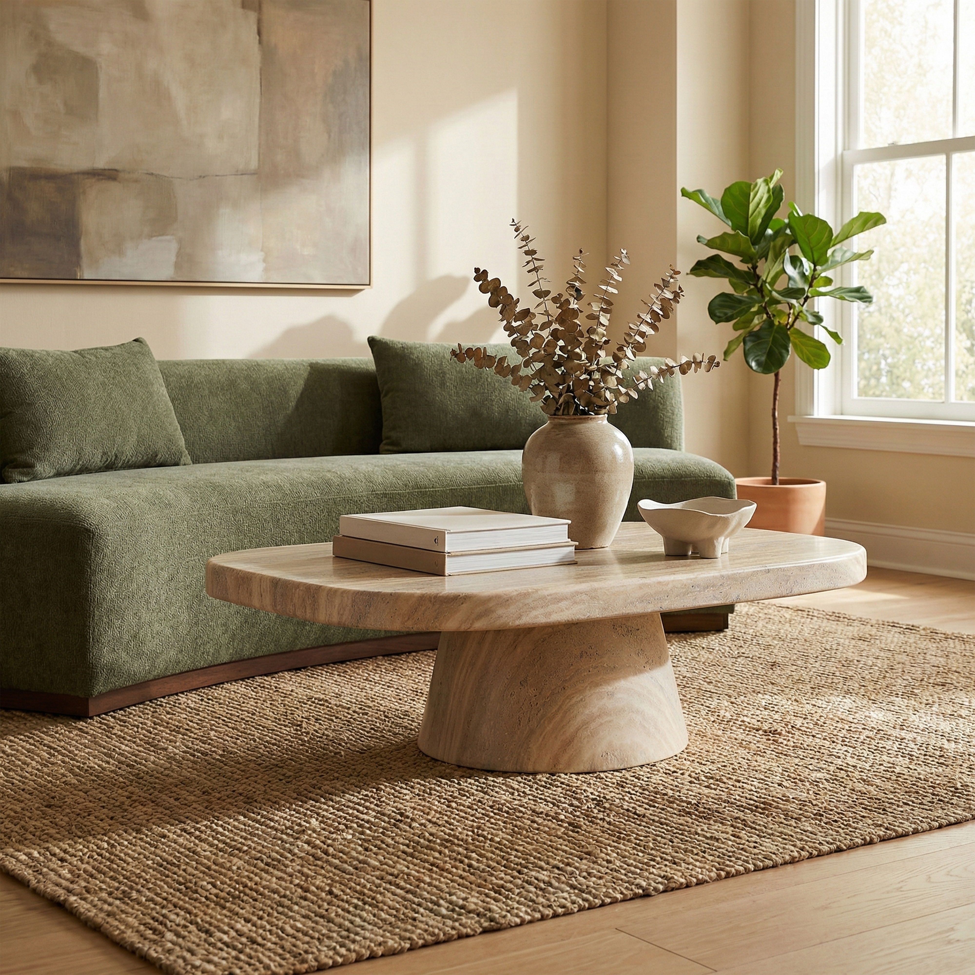 Prato - Concrete Indoor/Outdoor Coffee Table - Travertine