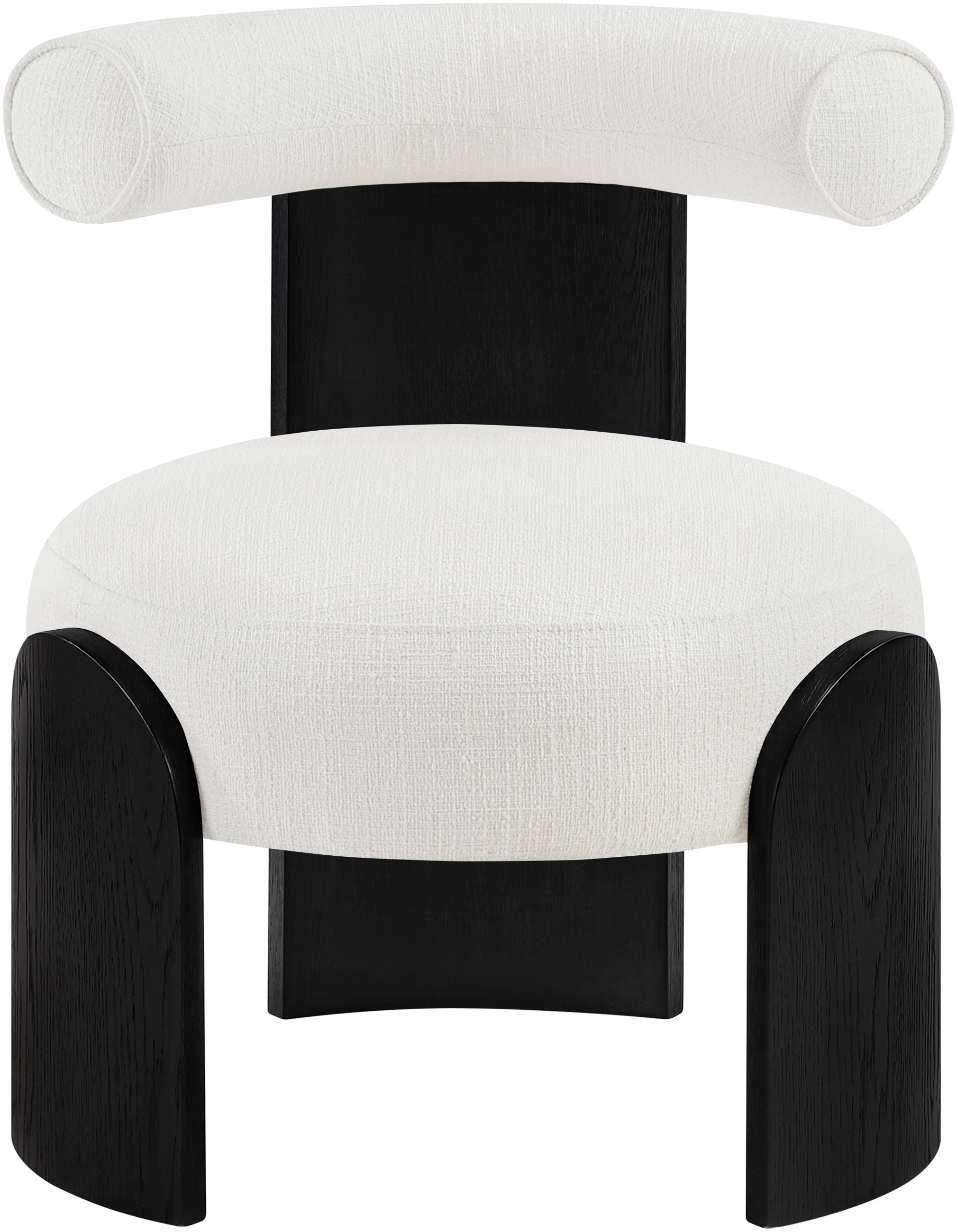 Calder - Linen Textured Fabric Upholstered Accent Chair - Cream / Painted Black